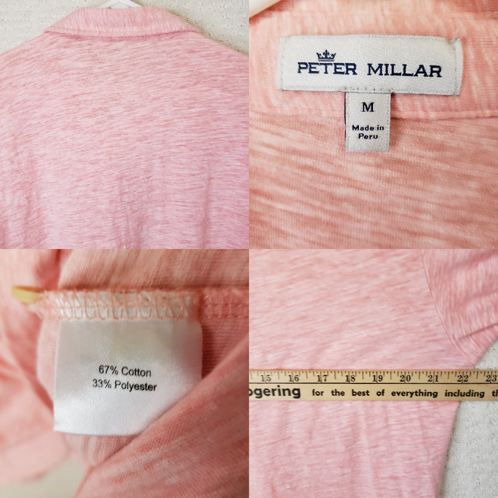 Peter Millar Peter Millar Polo Shirt Men's M Heathered Pink Coral Short Sleeve Golf Casual Boys Mens Womens Size US M / EU 48-50 / 2 - 8 Thumbnail