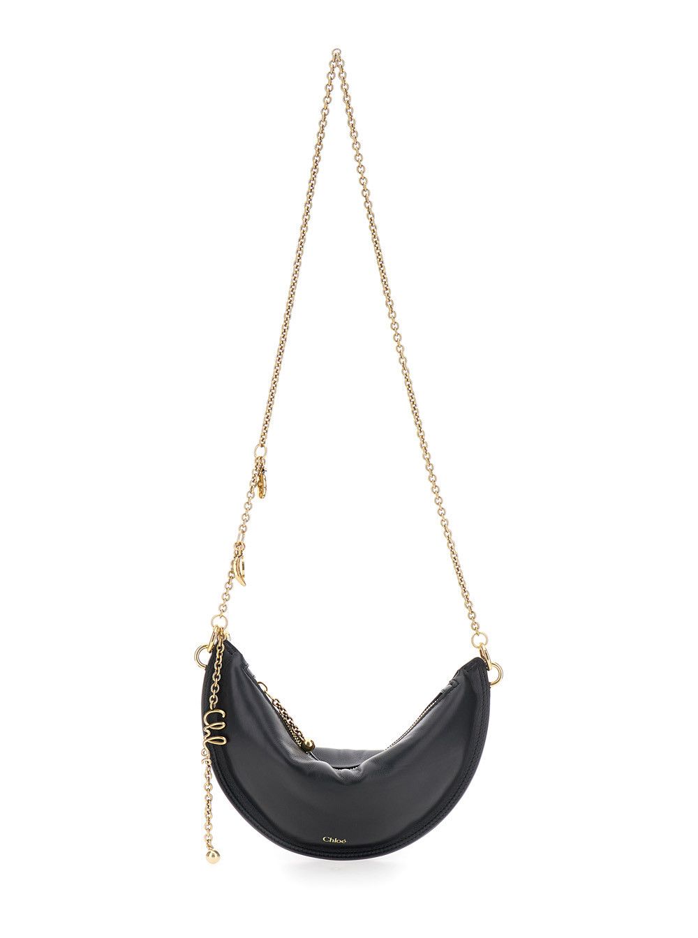 Chloe Black Shoulder Bag with Chain Shoulder Strap and Half Moon Design in Leather Woman Size ONE SIZE - 1 Thumbnail