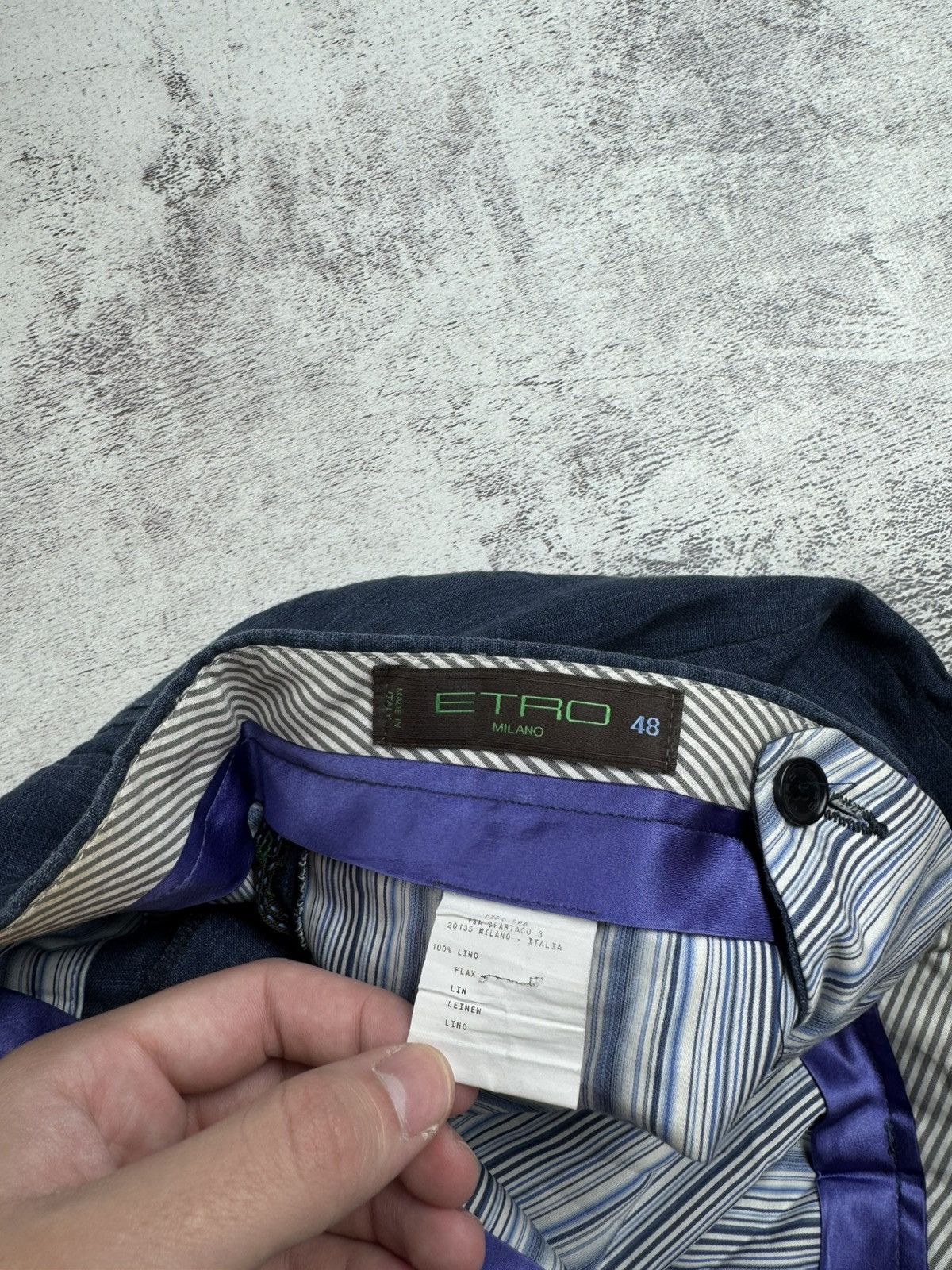 Etro Etro Milano 100% Linen 48R Size Classic Blue Men’s Blazer Jacket Trousers Suit Size 48R - 21 Thumbnail