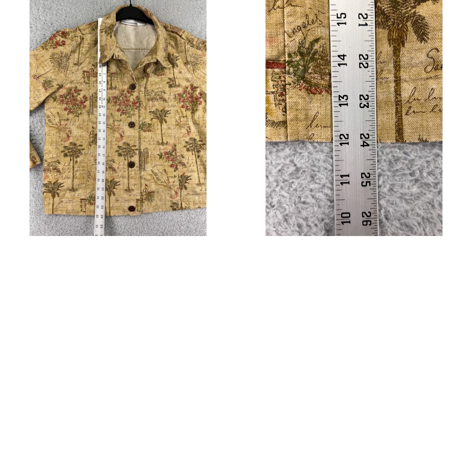 Vintage Drapers & Damons Shirt Womens L Yellow Floral Palm Crop Cotton Button-Up Shirt Size L / US 10 / IT 46 - 9 Thumbnail