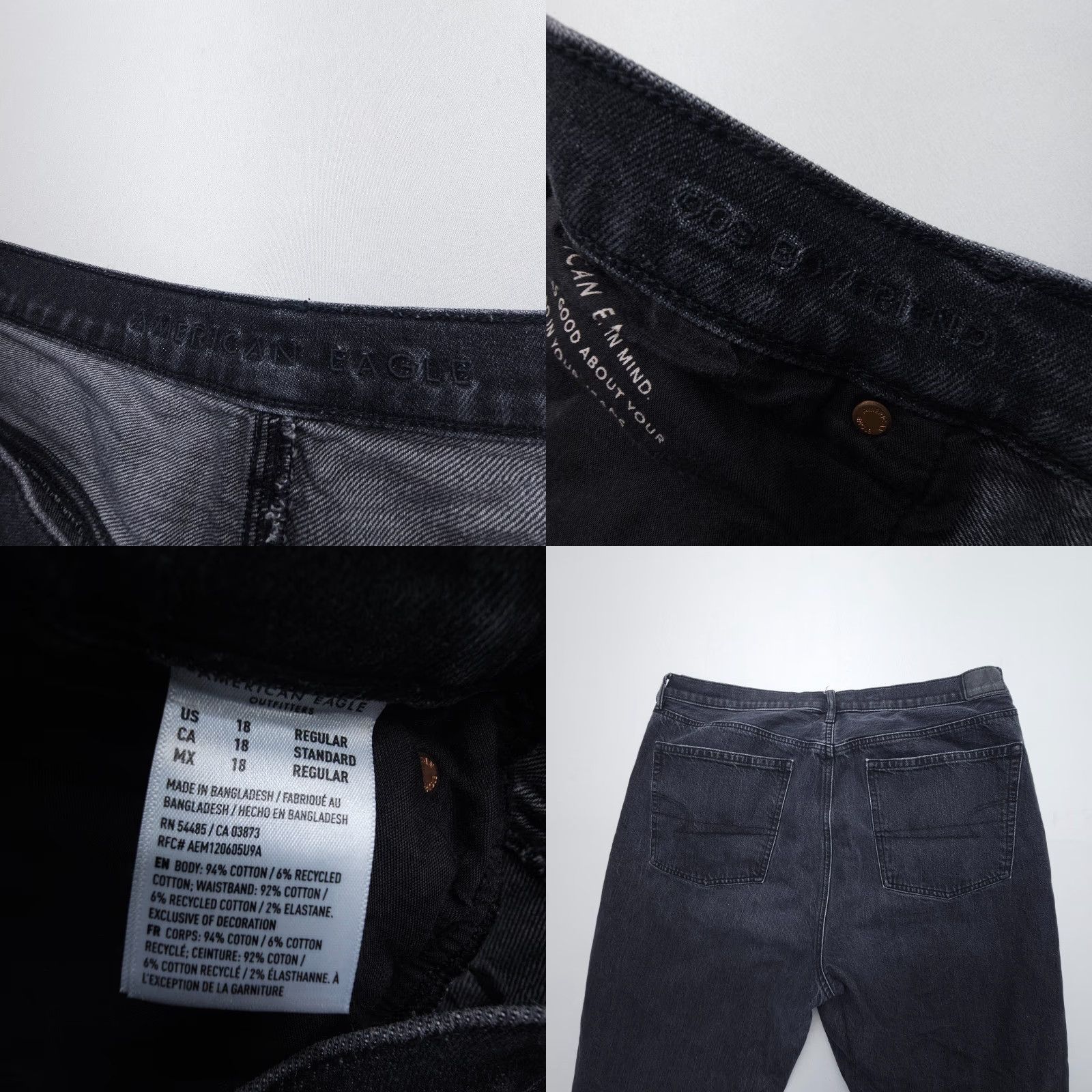 American Eagle Outfitters American Eagle Jeans Plus Size 18 Black High Rise Dark Wash Denim 90's Womens Size 40" / US 18 - 8 Thumbnail