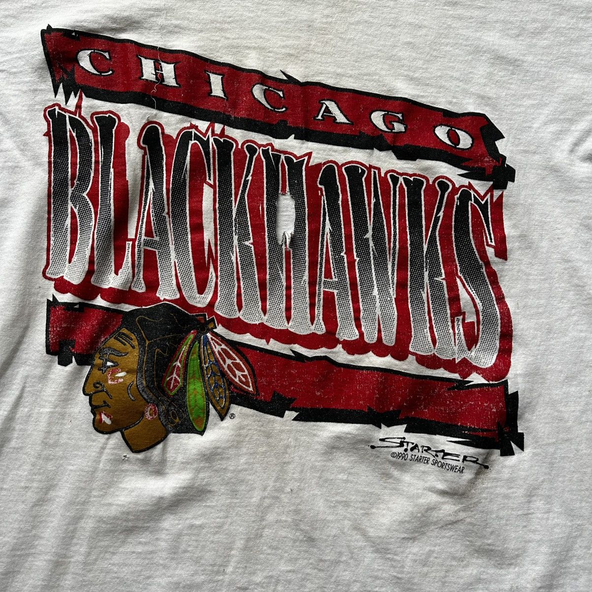 Starter 1990 Vintage Chicago Blackhawks thrashed tee Size US XL / EU 56 / 4 - 4 Thumbnail
