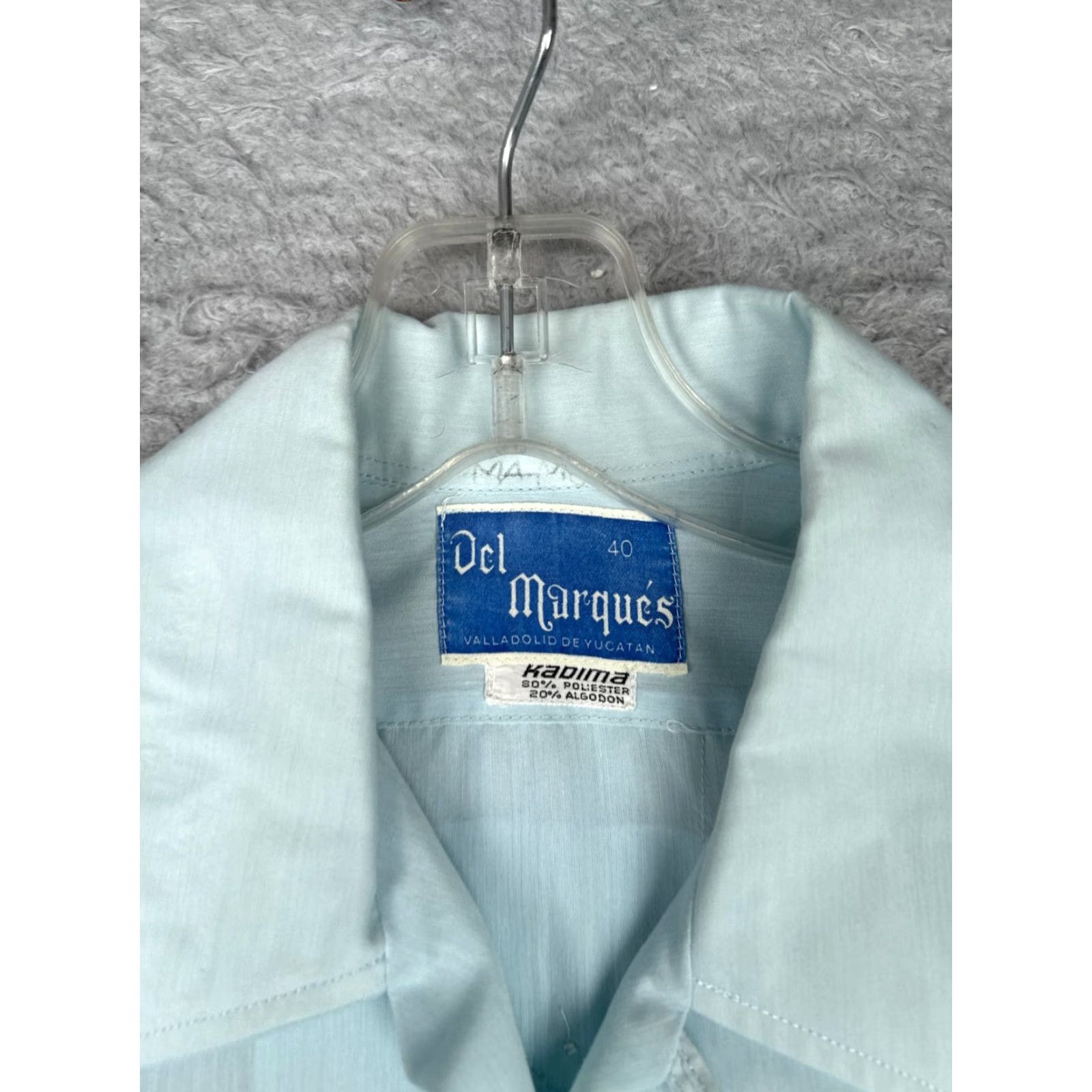Vintage Guayabera Panamerican Shirt Men 40 Blue Short Sleeve 4 Pocket Cotton Blend Polyester Blend Button-Up Casual Vacation Aloha Beach 40 Men Size US L / EU 52-54 / 3 - 6 Thumbnail
