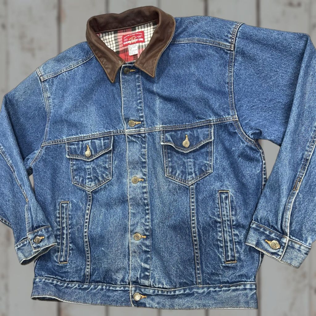 Marlboro VINTAGE Marlboro Country Store Denim Barn Jacket Men’s XL Western Leather Trim Jacket Size US XL / EU 56 / 4 - 1 Thumbnail