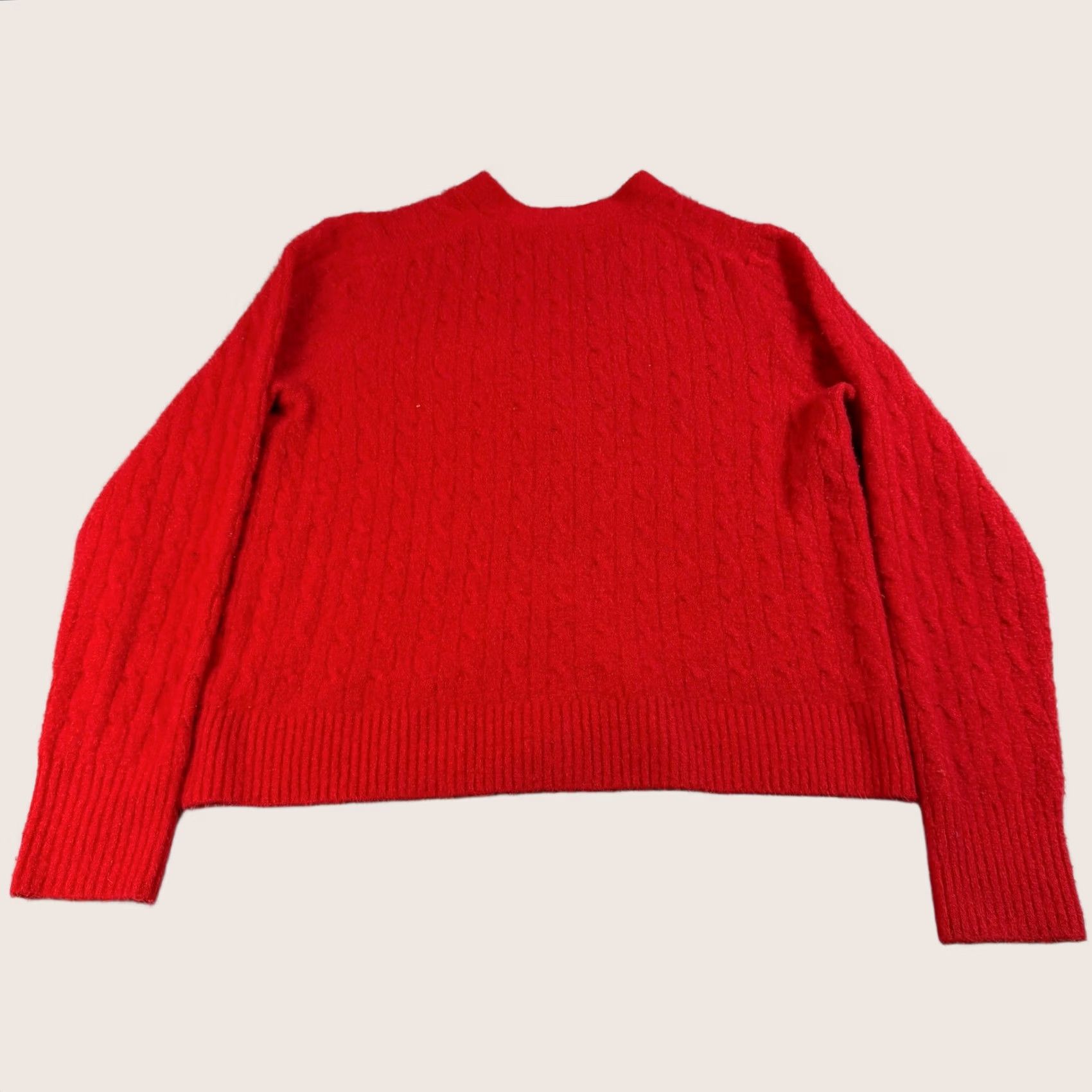 J.Crew J.CREW Cardigan Sweater Women L Red Cable Knit Extra Soft Stretchy Heritage, Long Sleeve, V-Neck, Casual Winter Knitwear, Solid Pattern, Button Front Size L / US 10 / IT 46 - 1 Thumbnail