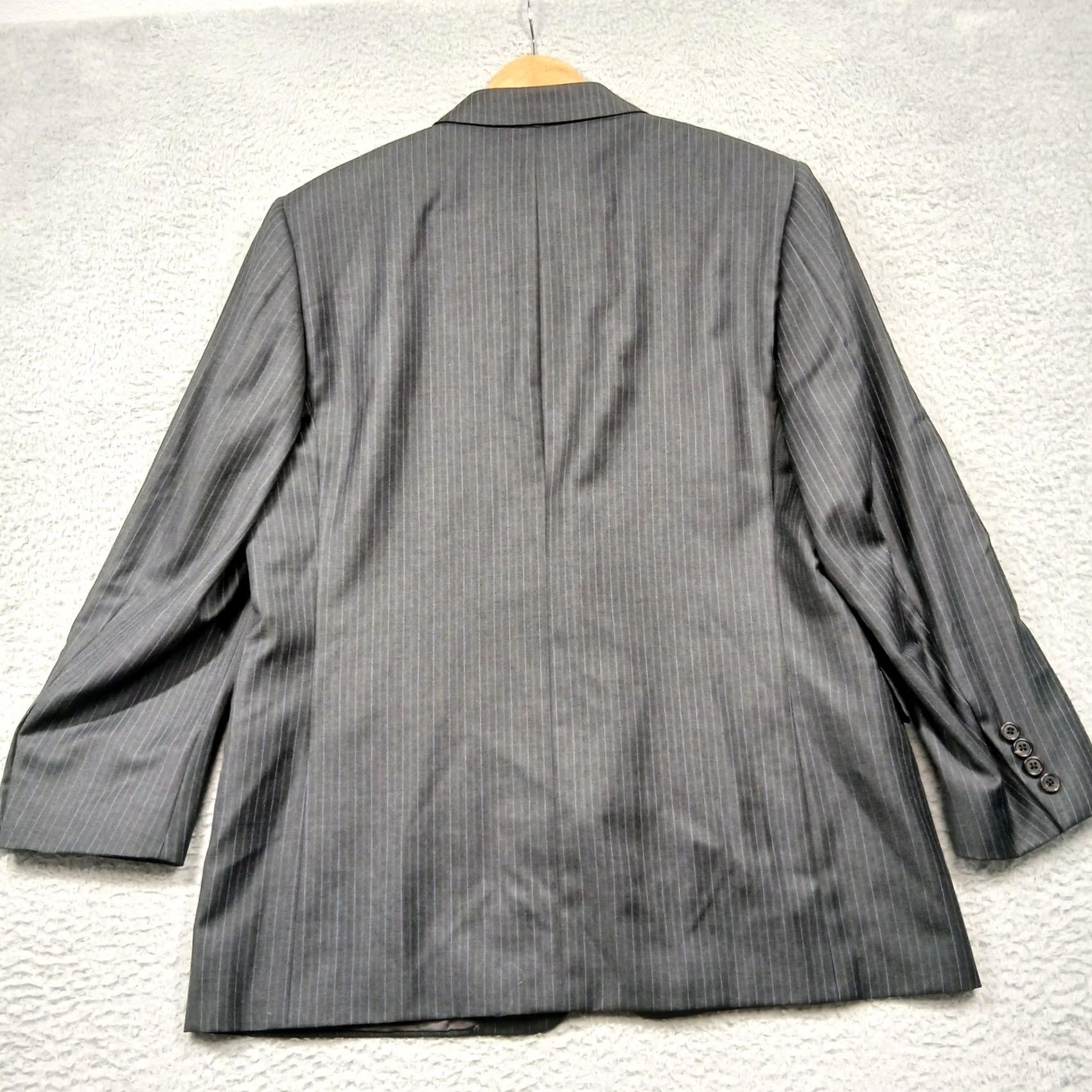 Nordstrom VINTAGE? No. Hickey Freeman x Nordstrom Pinstripe Suit Mens 40R 34x29 Charcoal Wool USA EUC Size 40R - 4 Thumbnail