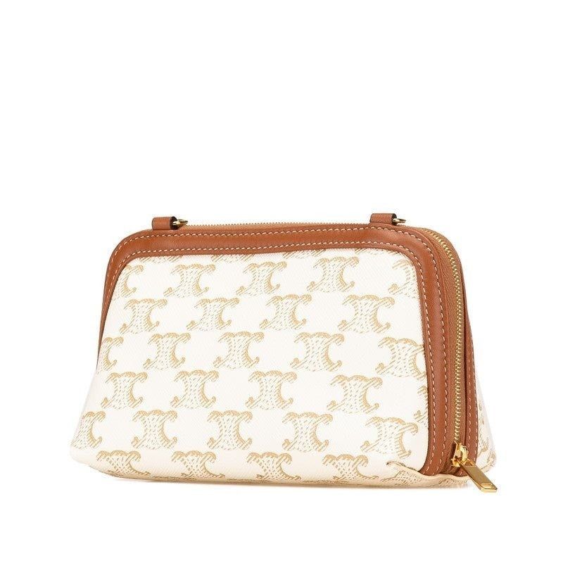 Celine Celine Triomphe Coated Canvas Chain Shoulder Bag White Size ONE SIZE - 2 Thumbnail