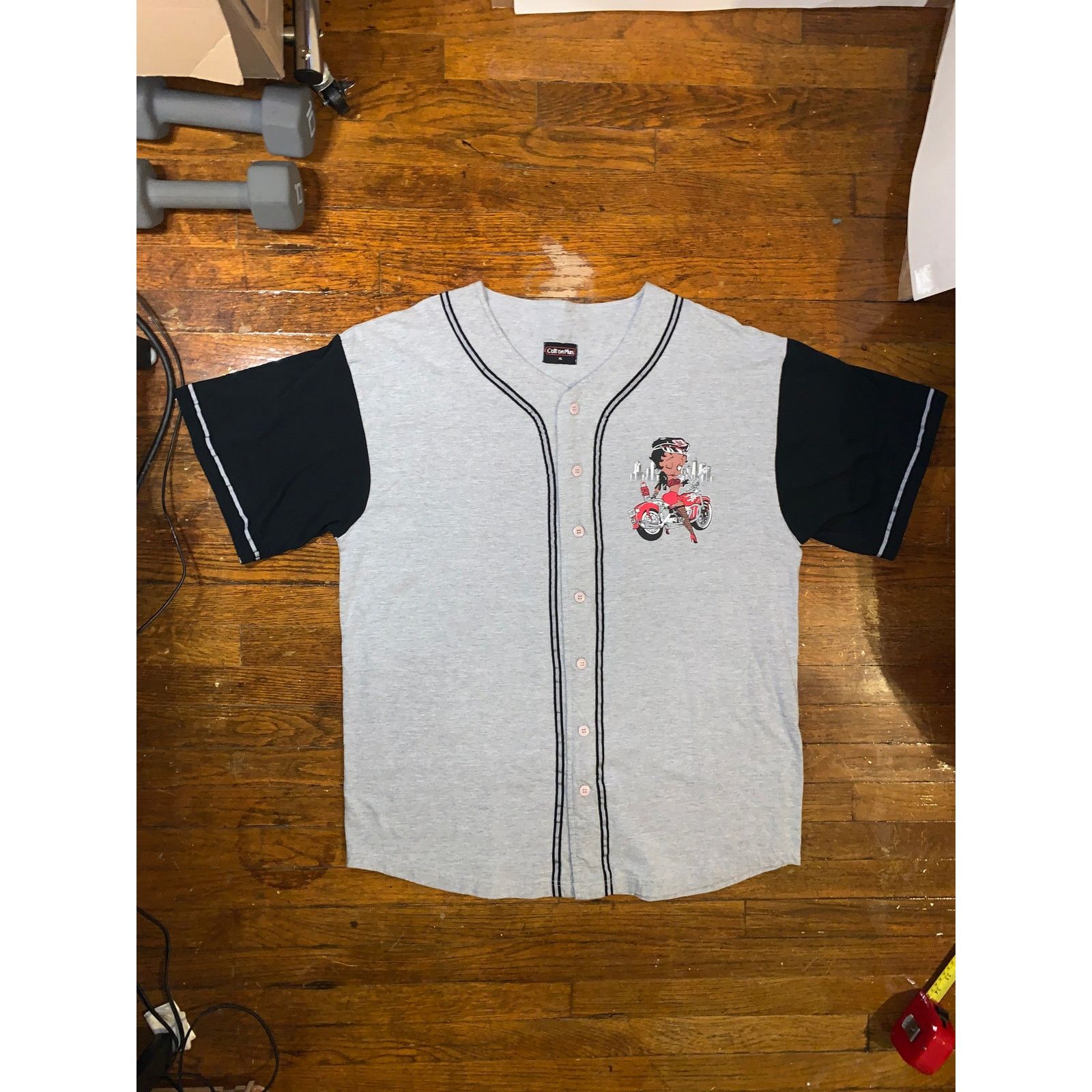 Other × Vintage Black Betty Boop Motorcycle Baseball Jersey XL Grey Shirt Size US XL / EU 56 / 4 - 2 Thumbnail