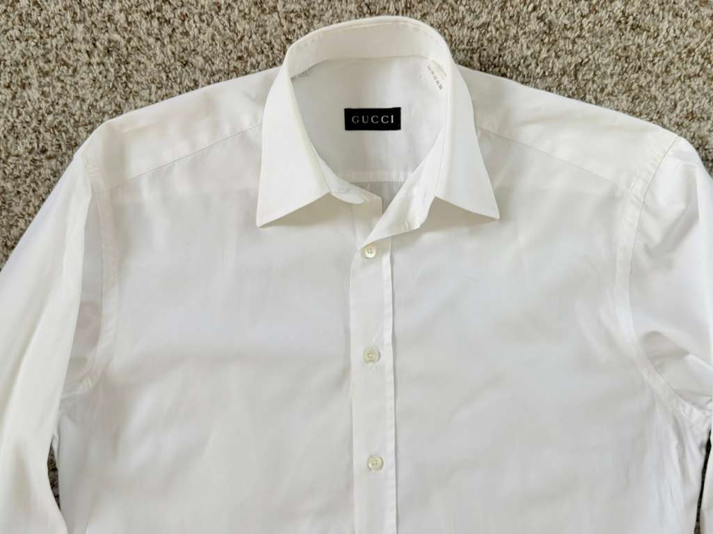 Gucci Gucci White Cotton Poplin Dress Shirt - Size 15 / Small Size 38R - 2 Thumbnail