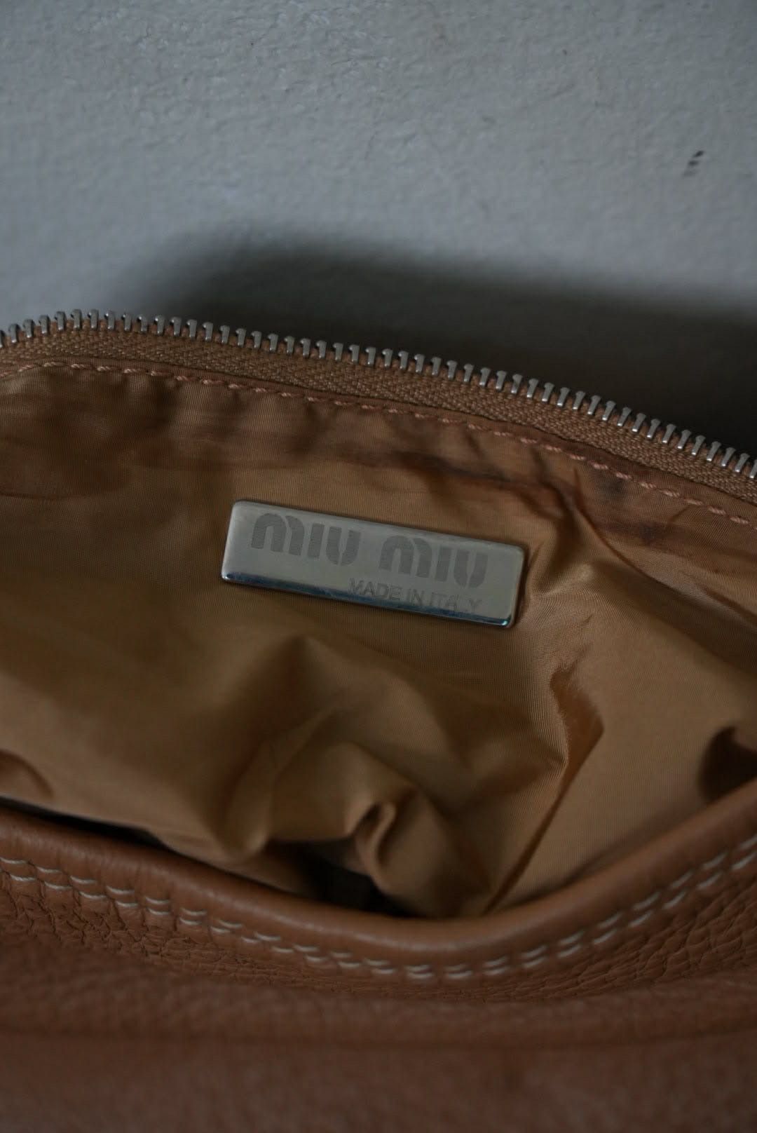 Miu Miu Miu Miu Prada Brown Grained Leather Hobo Shoulder Bag Size ONE SIZE - 15 Thumbnail