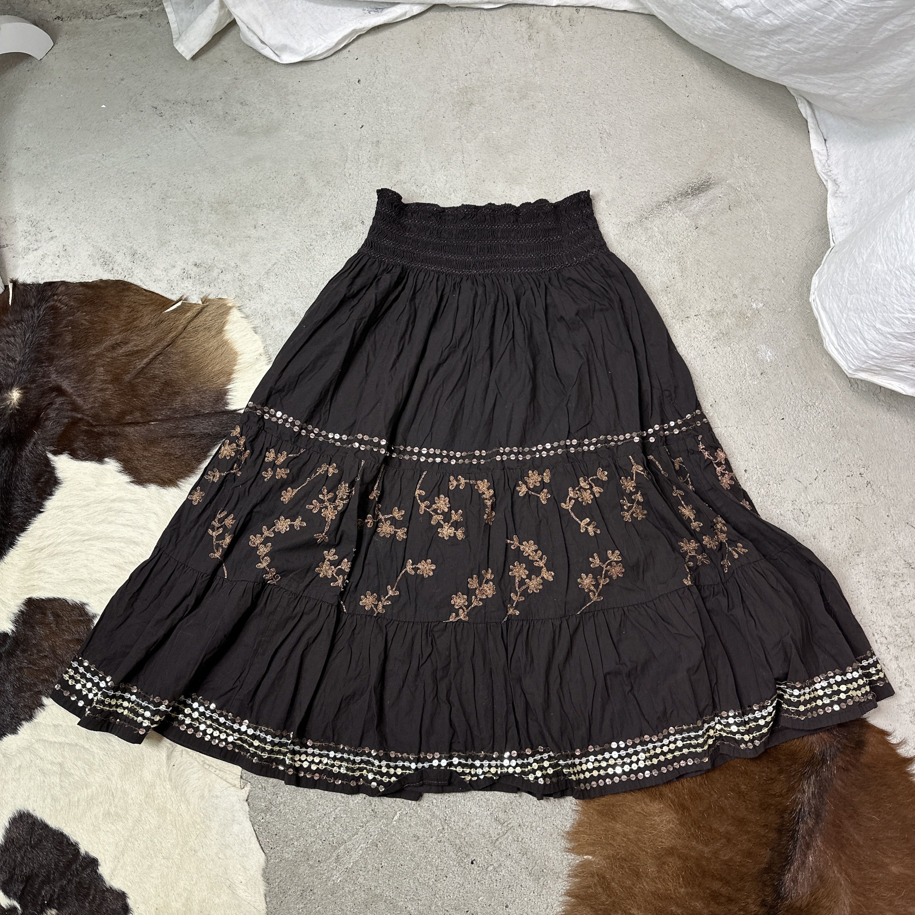 Vintage Vintage Floral Maxi Pleated Sequins Skirt Y2K Size 27" / US 4 / IT 40 - 2 Thumbnail