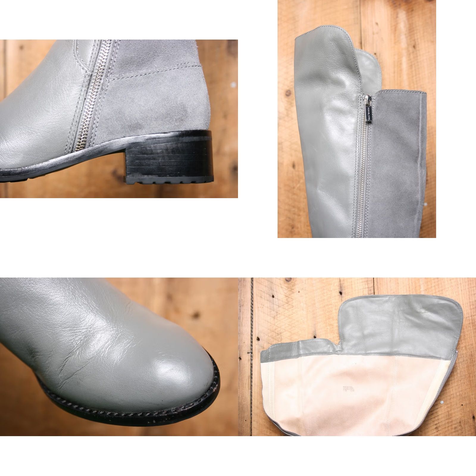 Michael Kors MICHAEL KORS Gray Leather & Suede Over-The-Knee Boots Sz. 7.5 M 20" Tall Riding Boot Womens Size US 8 / IT 38 - 8 Thumbnail