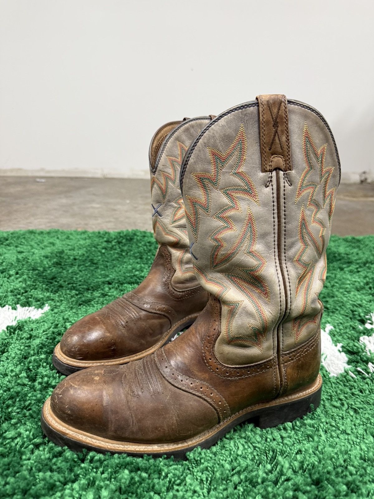 Vintage Vintage Brown Leather Steel Toe Cowboy Boots Western 9 Size US 9 / EU 42 - 1 Thumbnail