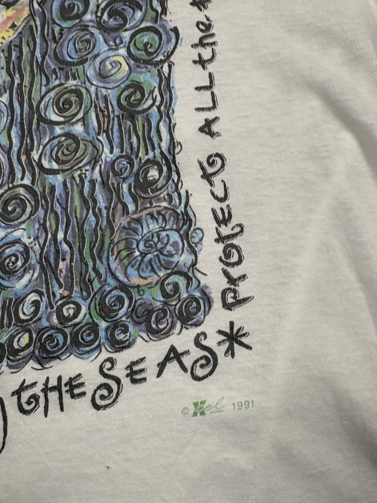 Vintage Vintage 1991 Ocean Environmental Art T-Shirt Stop Polluting Size US XL / EU 56 / 4 - 11 Thumbnail