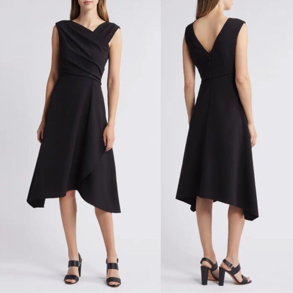 Vince Camuto NWT New $168 Vince Camuto Black Ruched Asymmetric Laguna Cr Size M / US 6-8 / IT 42-44 - 1 Thumbnail