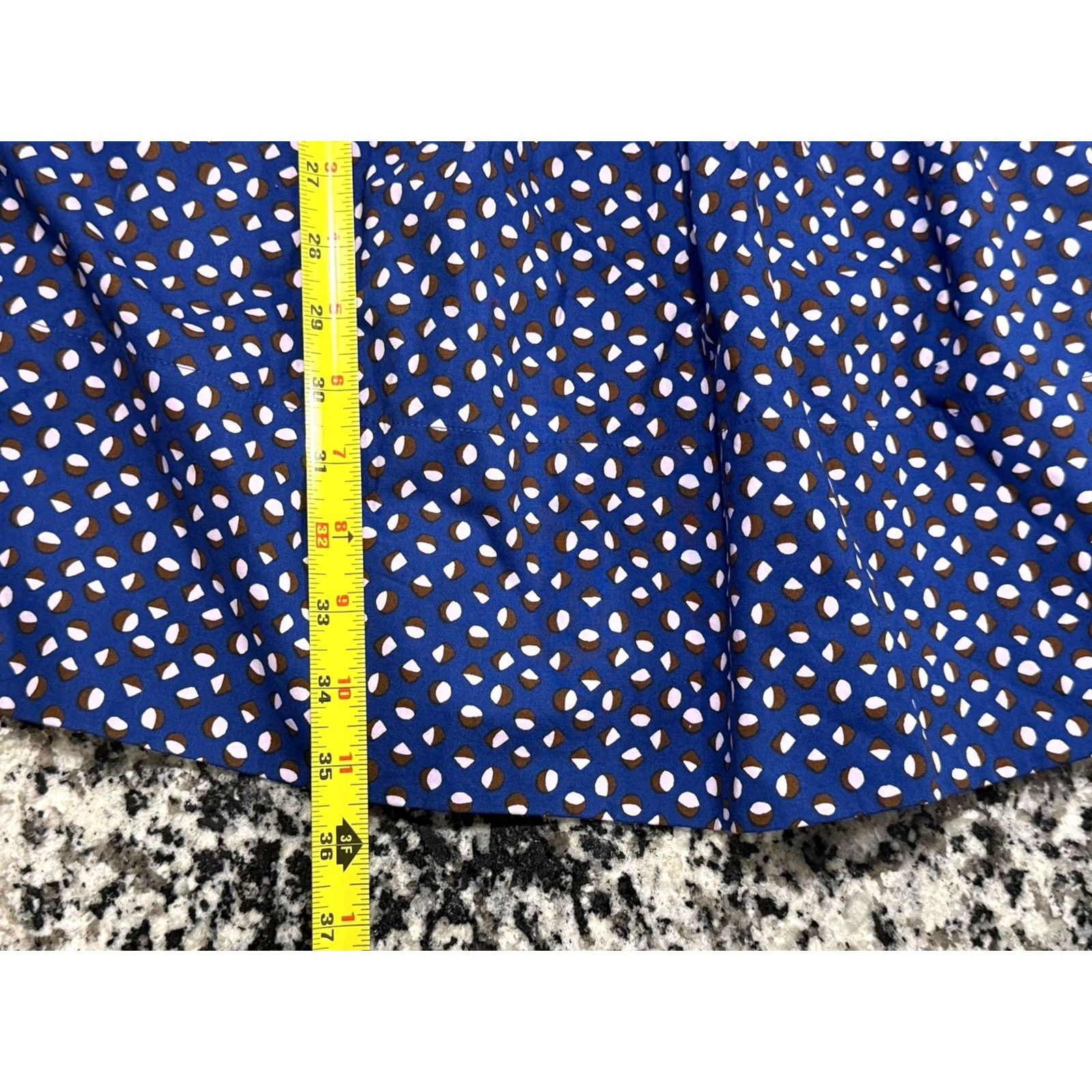 Vintage kate spade new york V Neck Geo Dot Poplin Dress Women's 0 Blue Mini Short Geometric EUC Size XS / US 0-2 / IT 36-38 - 4 Thumbnail