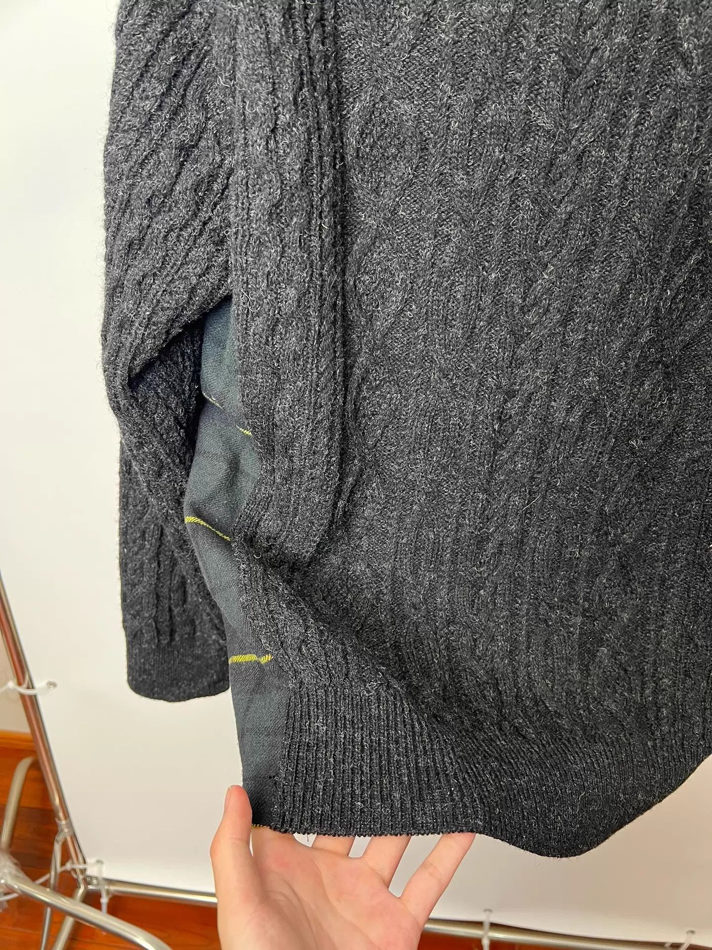 CABANE de ZUCCa Vintage Cabane de Zucca Checkered Panel Zip-Up Wool Sweater Size US M / EU 48-50 / 2 - 6 Thumbnail