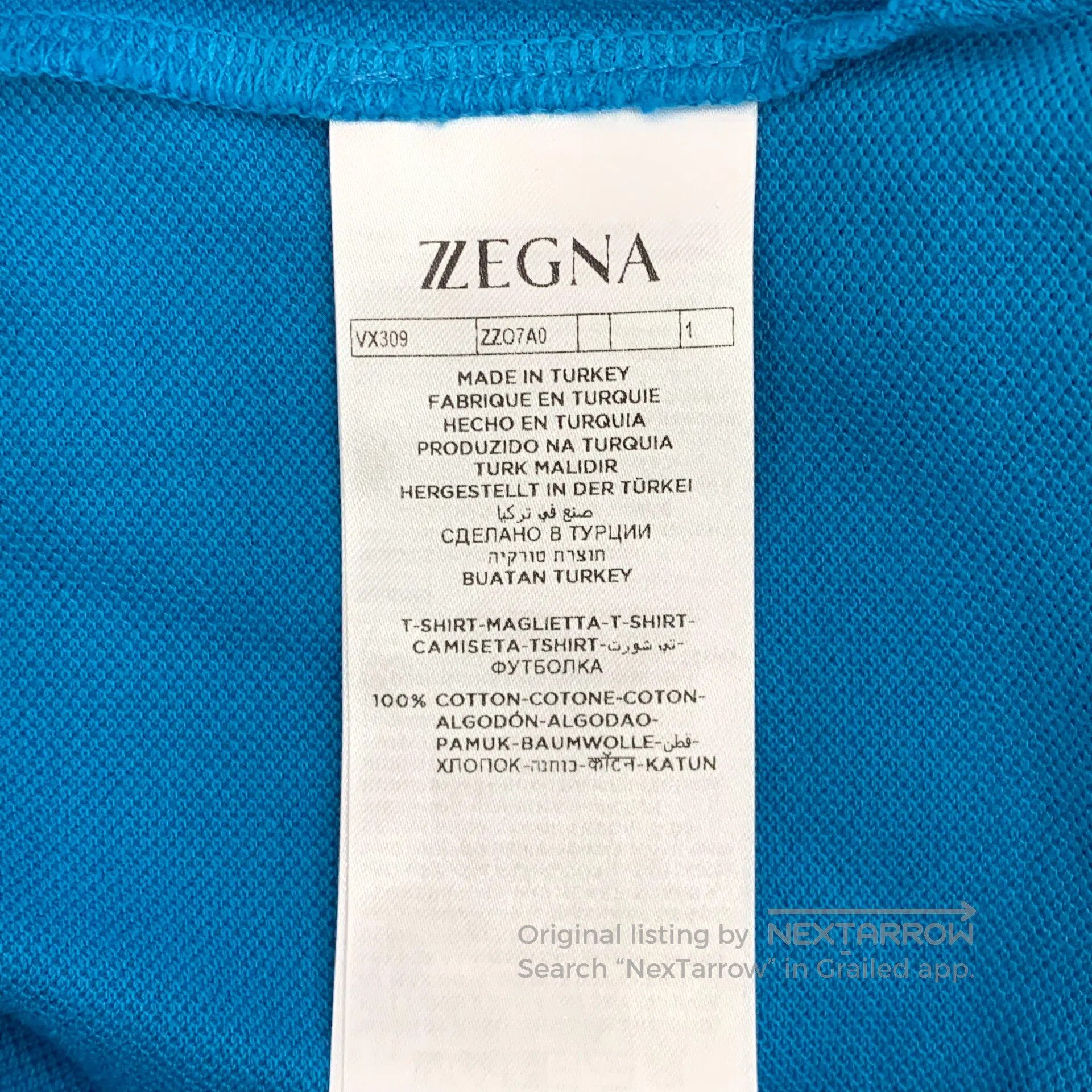 Ermenegildo Zegna Zegna Blue Logo Letter Embroidery Cotton Collar Short Slee Size US XL / EU 56 / 4 - 8 Thumbnail