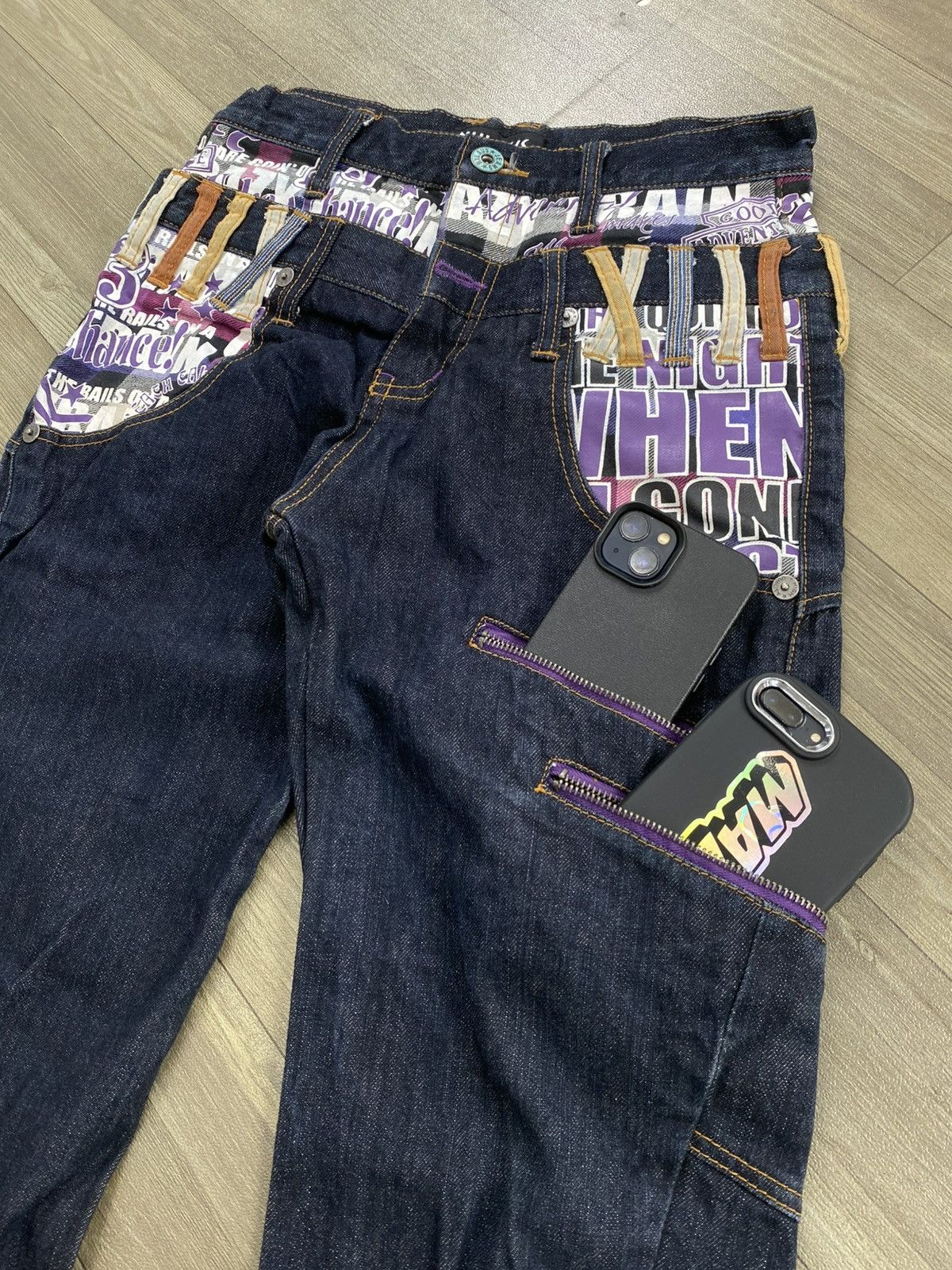 If Six Was Nine 2000s Nylaus Double Waist Multipocket Punk Lgb Style Jeans Size US 28 / EU 44 - 10 Thumbnail