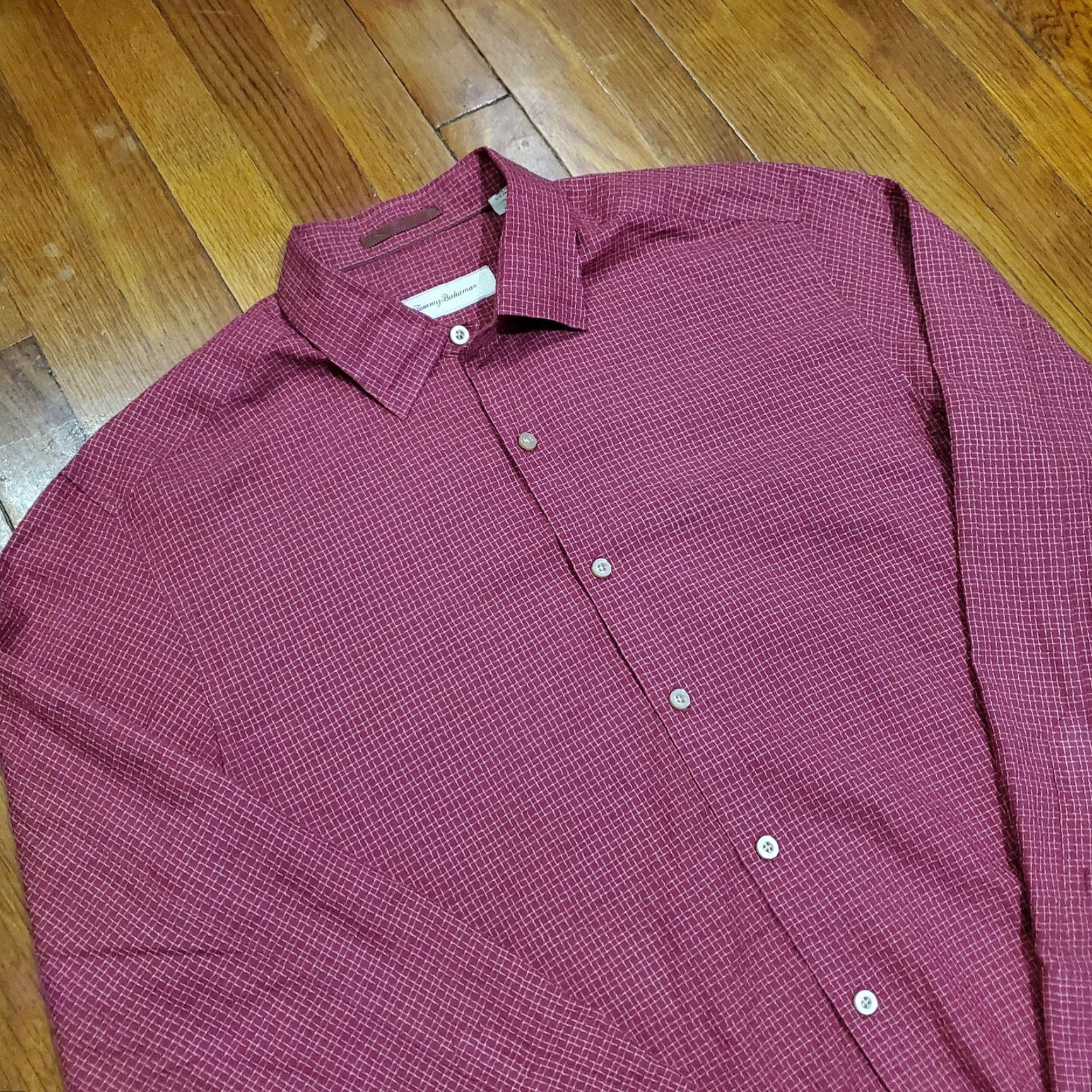 Tommy Bahama Tommy Bahama Shirt Mens Large Red Silk Cotton Check Long Sleeve Button Front Size US L / EU 52-54 / 3 - 4 Thumbnail