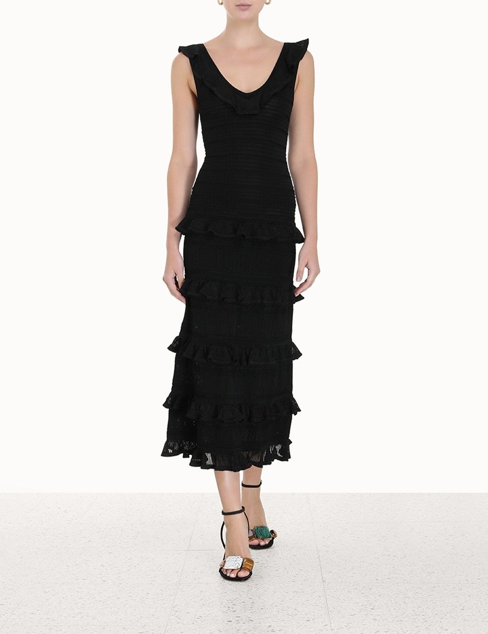 Zimmermann oc11z0425 Luminosity Ruffle Tank Dress in Black Size M / US 6-8 / IT 42-44 - 2 Thumbnail