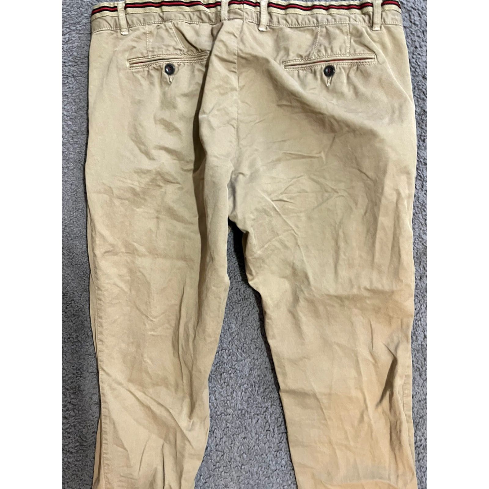 Zara ZARA Men Chino Pants Beige 40 Regular Inseam 33 Cotton Blend Flat Front Logo Basic Collection Classic USA Preppy Mens Size US 40 / EU 56 - 4 Thumbnail