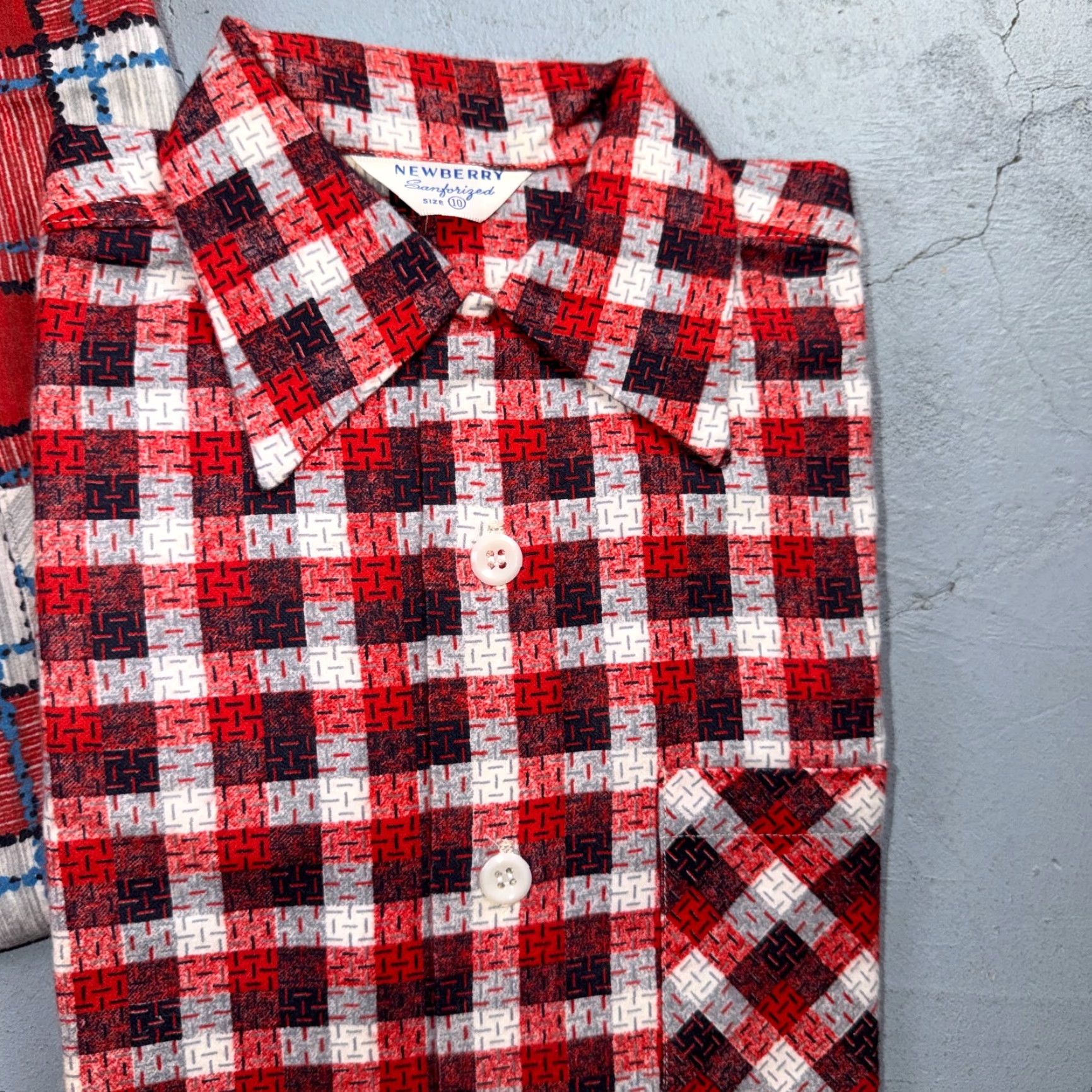 Vintage VTG 1950s NOS Plaid Flannel Boys Shirt Newberry Rockabilly Size 10 Red Rare 50s Size US M / EU 48-50 / 2 - 4 Thumbnail