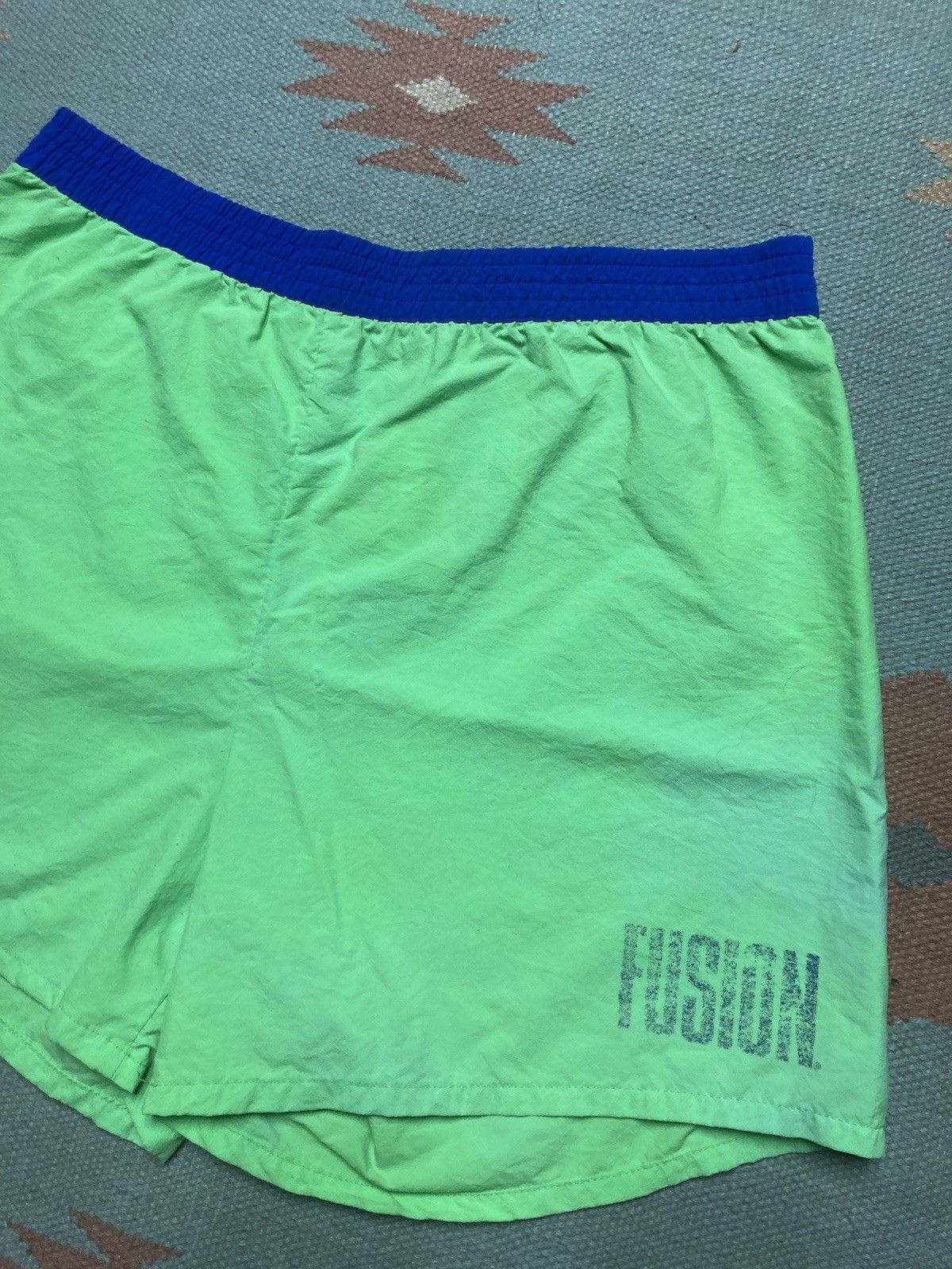 Vintage 80s fusion sport shorts neon lightweight swim trunks medium Size US 32 / EU 48 - 3 Thumbnail