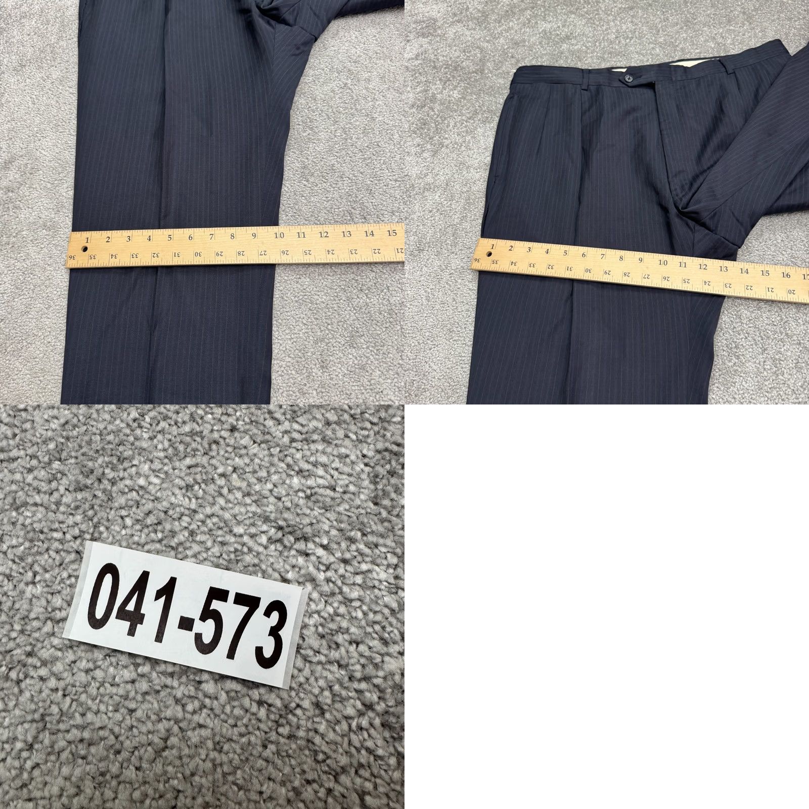 Ted Baker VINTAGE: No Ted Baker London Pinstriped Wool Dress Pants Mens 42x30 Navy Blue Pleated Front Size US 42 / EU 58 - 9 Thumbnail