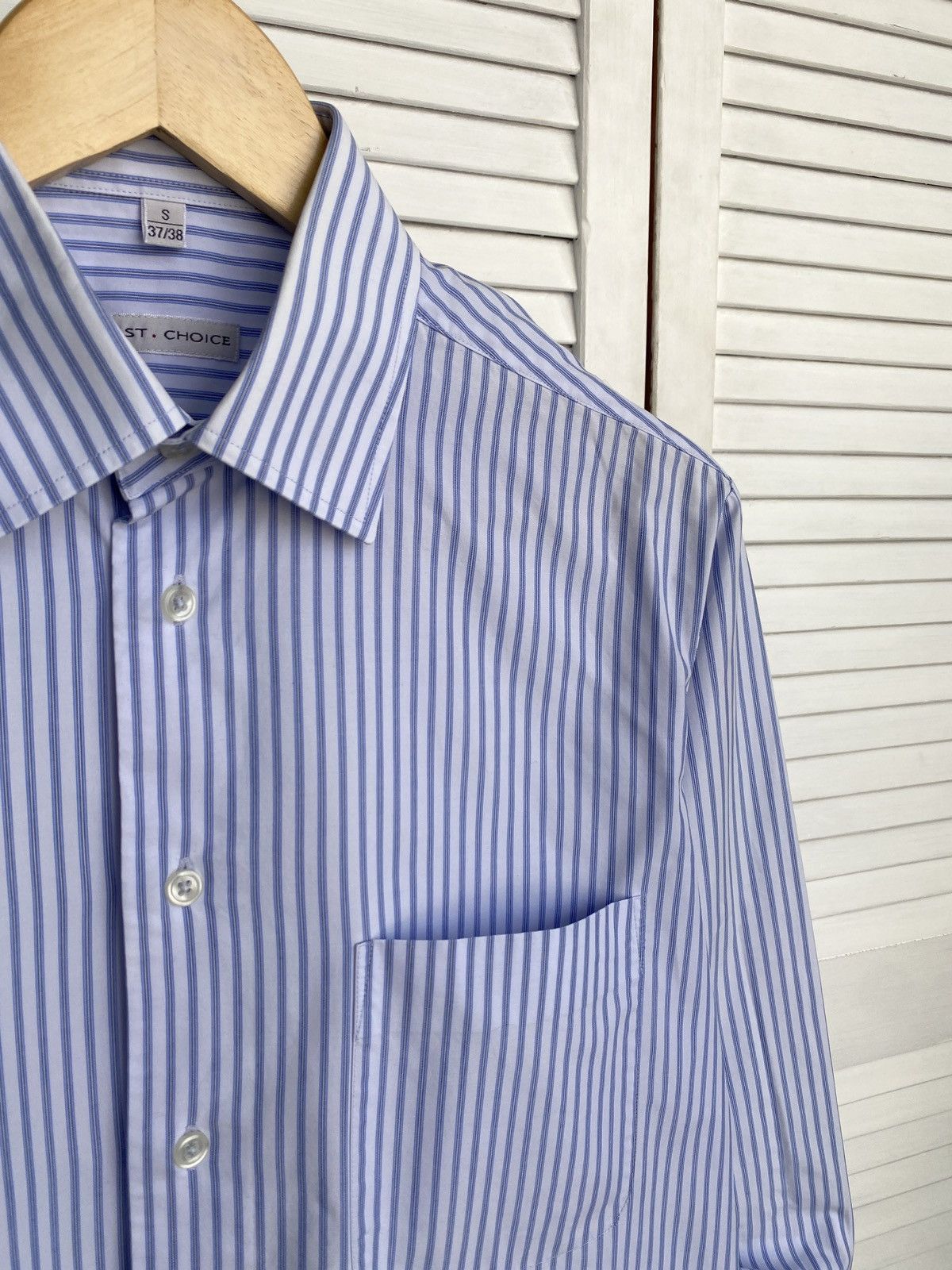 Vintage Vintage Basic Striped Button Up Shirt Hard Cotton Preppy Size US S / EU 44-46 / 1 - 8 Thumbnail