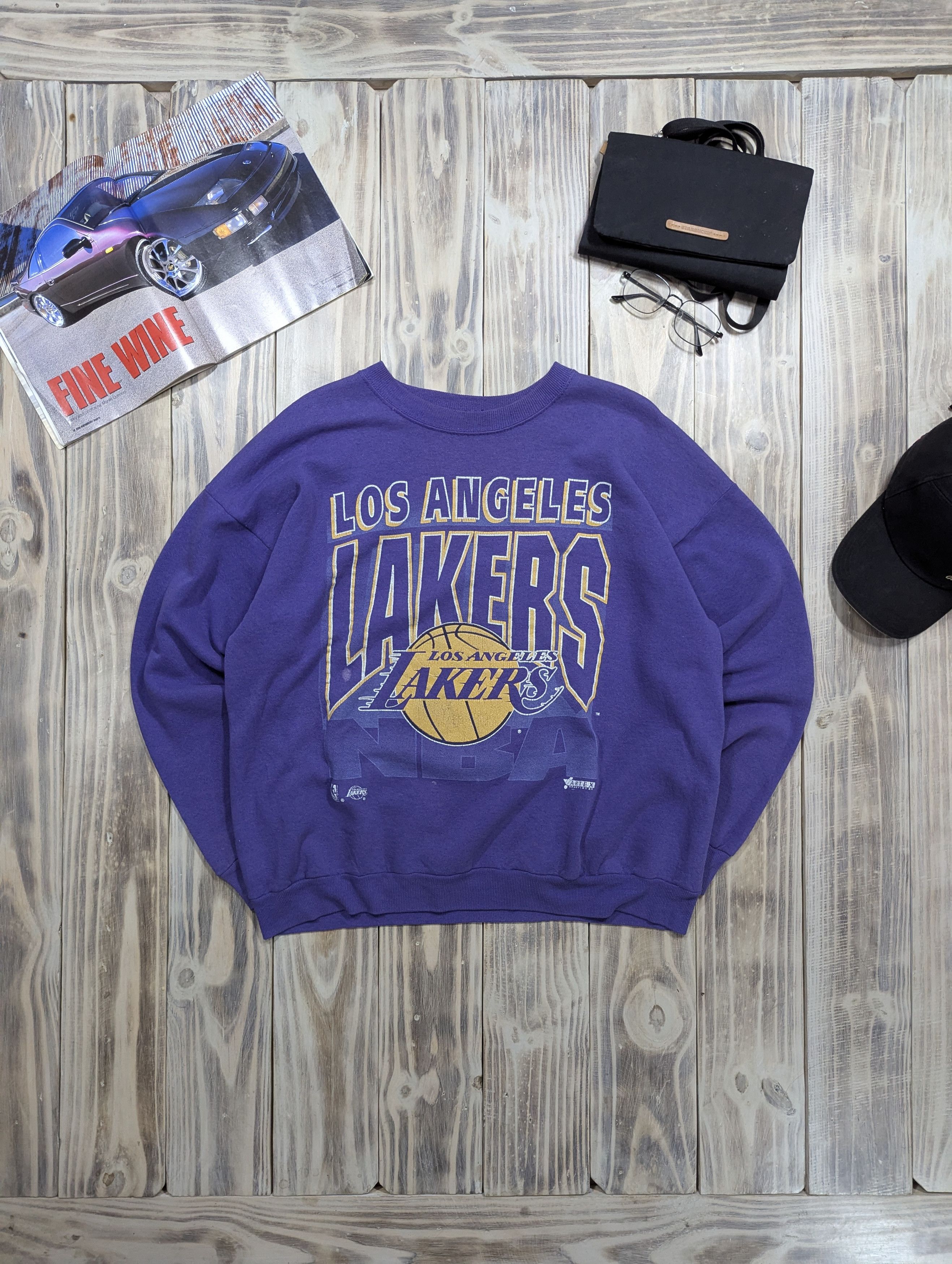 NBA × Vintage Los Angeles Lakers NBA Crewneck Sweatshirt Jacket Size US L / EU 52-54 / 3 - 1 Thumbnail
