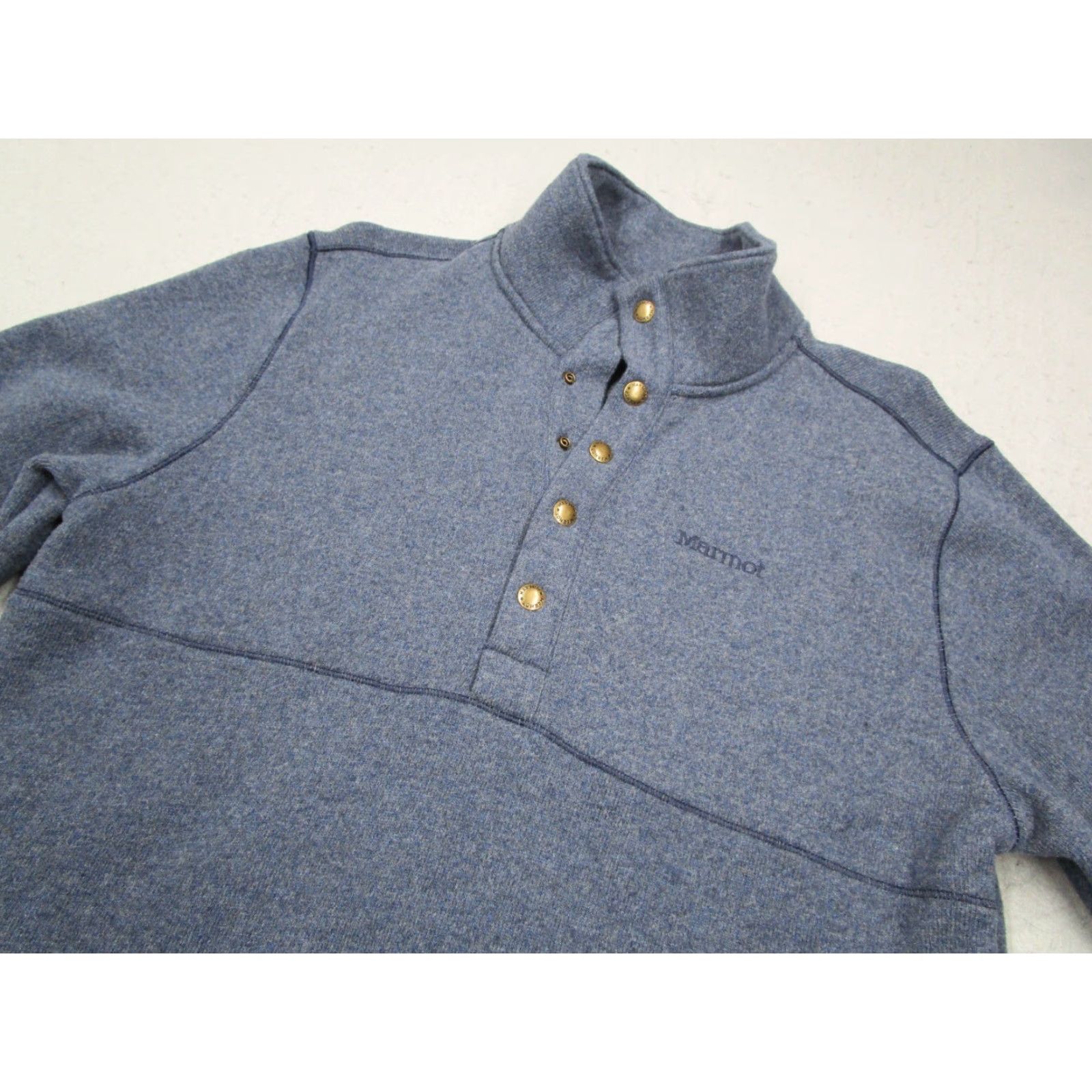 Marmot Marmot Jacket Mens Small Blue Wool Blend 1/4 Snap Front Coldwood Pullover Size US S / EU 44-46 / 1 - 2 Thumbnail