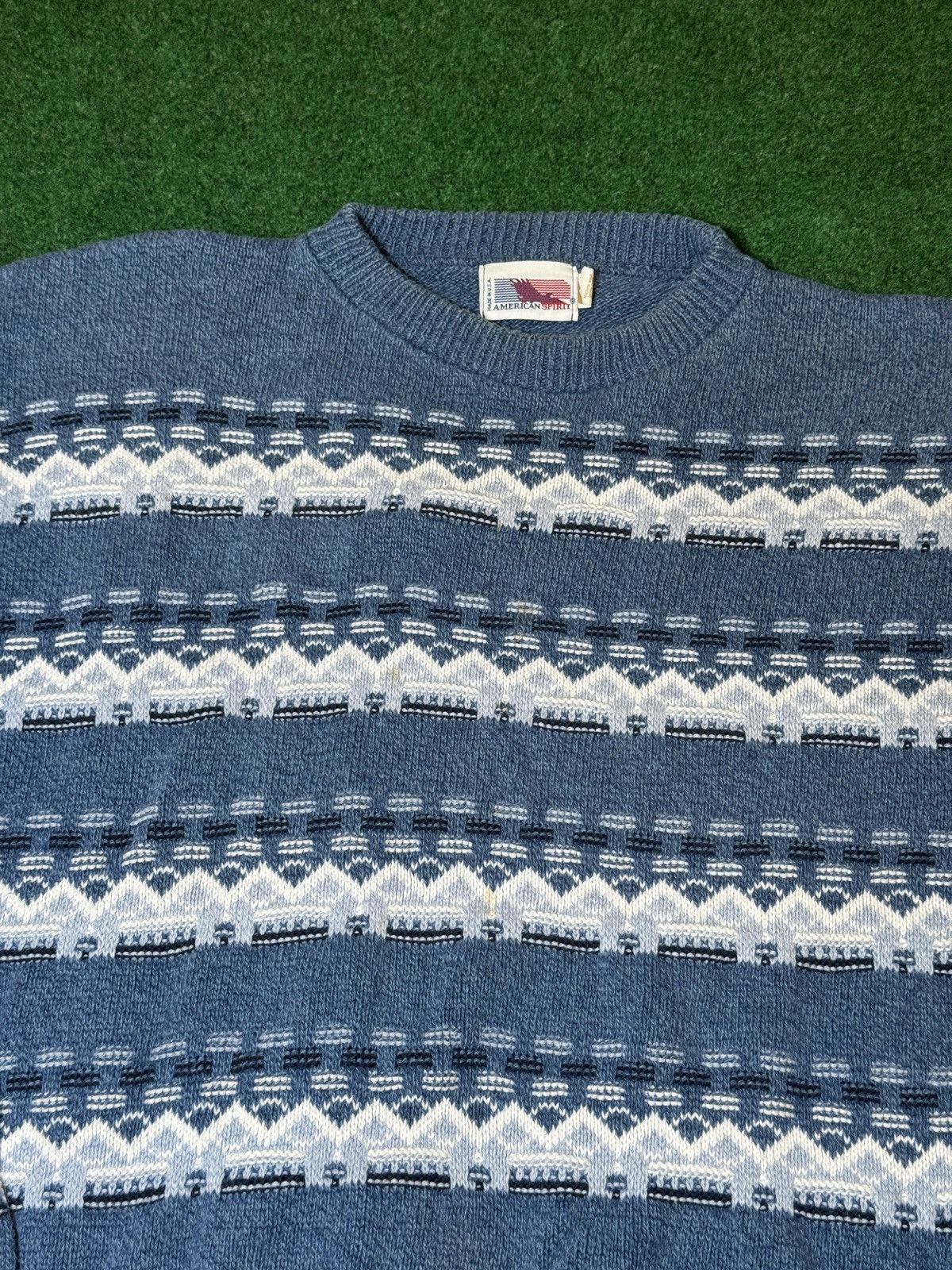 Vintage Vintage 90s American Spirit Blue Stripped Knit Sweater Size US L / EU 52-54 / 3 - 2 Thumbnail