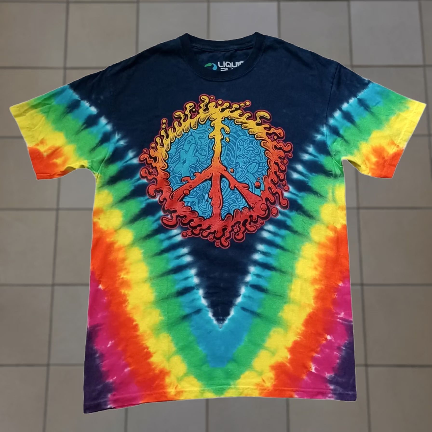 Liquid Blue Liquid Blue Peace Amoeba T Shirt Mens Medium Multicolor Tie Dye Short Sleeve Size US M / EU 48-50 / 2 - 1 Thumbnail