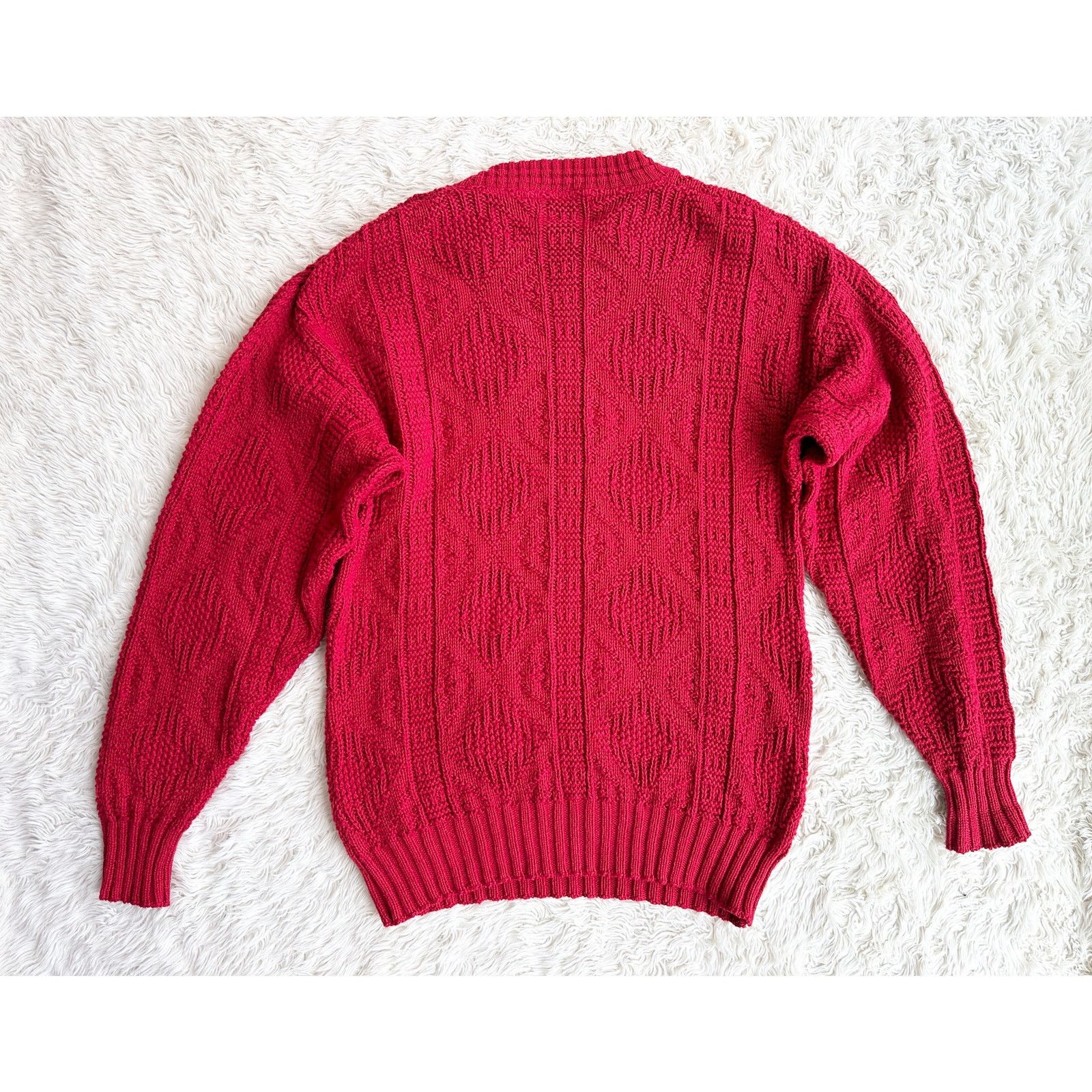 Vintage 80’s Red Cotton Cable Knit Sweater size Medium Size US M / EU 48-50 / 2 - 12 Thumbnail