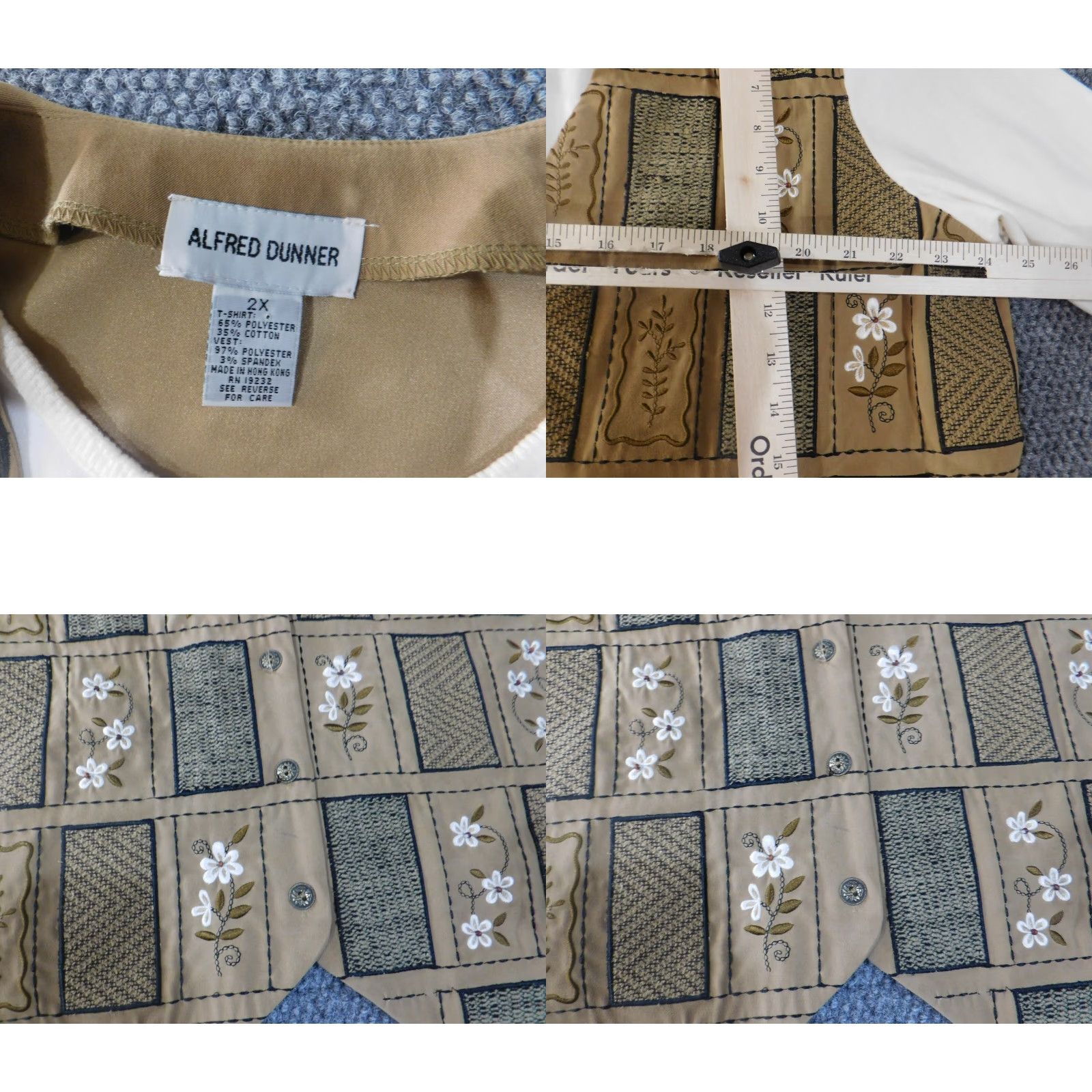Vintage Alfred Dunner Shirt Womens 2X Brown Floral Plaid Button-Up Cotton Plus Size Casual Knit Vintage No Size XXL / US 16-18 / IT 52-54 - 8 Thumbnail