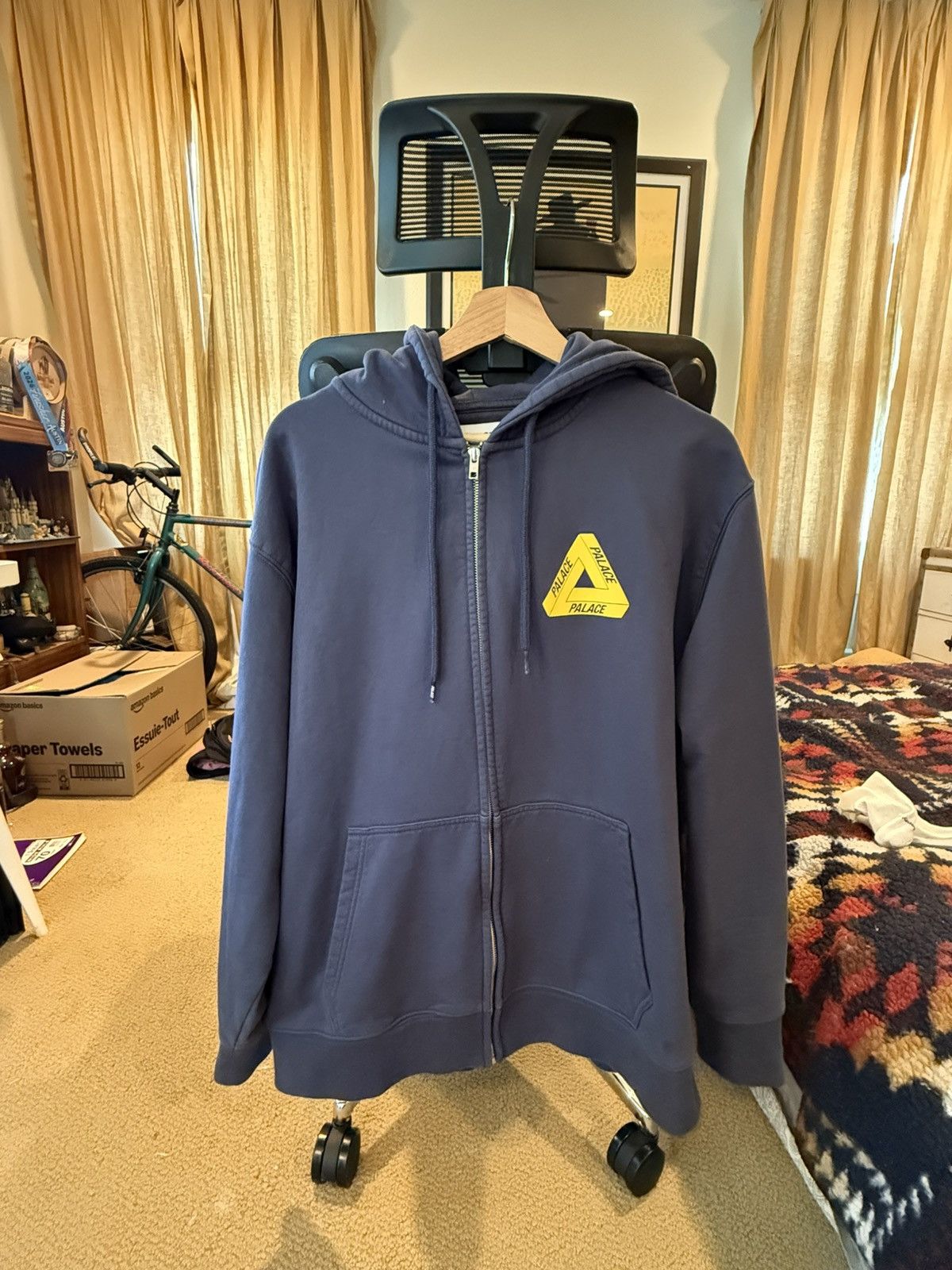 Palace × Streetwear Palace Shatter Embroidered Zip Up Hoodie Navy