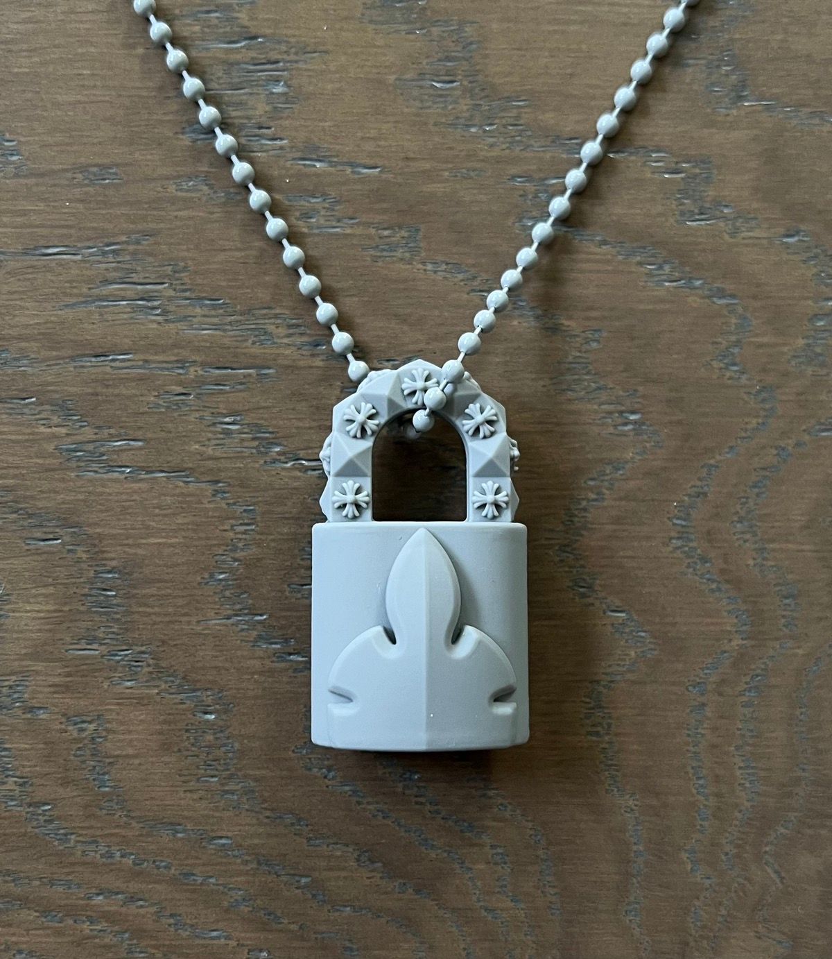 Pre-owned Chrome Hearts Silicone Fleur Padlock Necklace Grey