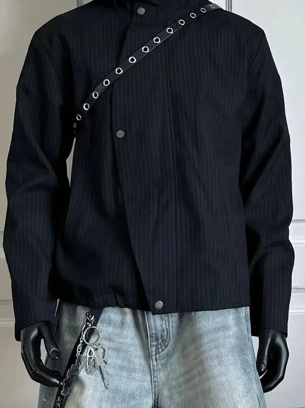 VIBE Vintage Street Punk Stripe Loose Casual Hooded Jacket Coat Size US L / EU 52-54 / 3 - 2 Thumbnail
