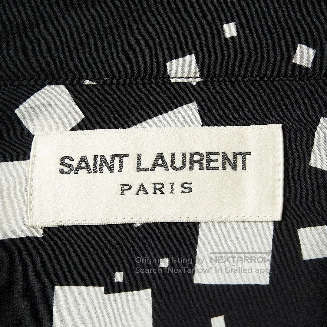 Saint Laurent Paris Saint Laurent Men's Square-Pattern Silk Shirt. Size US M / EU 48-50 / 2 - 6 Thumbnail