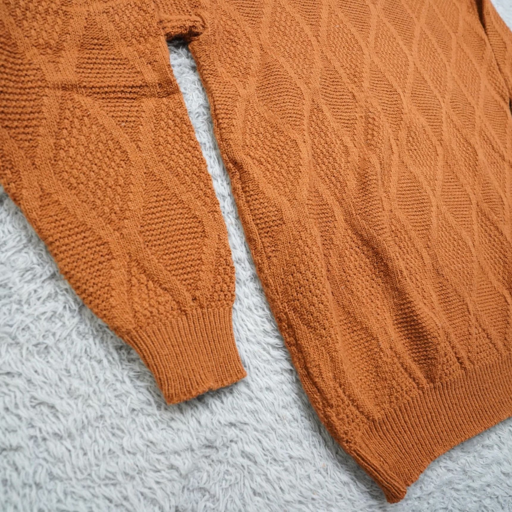 Vintage VINTAGE American Pride Sweater 80s Geometric Heart Knit Wool Blend Mock Neck Womens M Brown Crewneck Pullover Vintage Decade 80s Womens Size M / US 6-8 / IT 42-44 - 4 Thumbnail