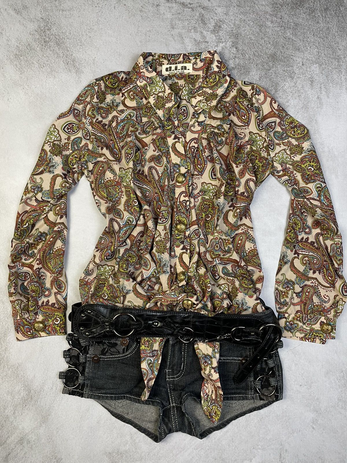 Japanese Brand D.i.a. Spec Convertible Paisley Blouse Gyaru Heisei-era Size ONE SIZE - 1 Thumbnail