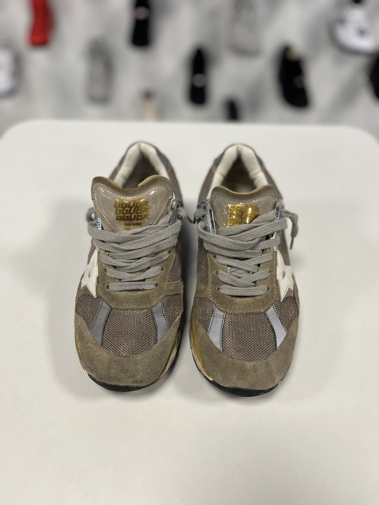 Golden Goose Men's Dad-Star in dove-gray suede and silver mesh Size US 6 / IT 36 - 6 Thumbnail