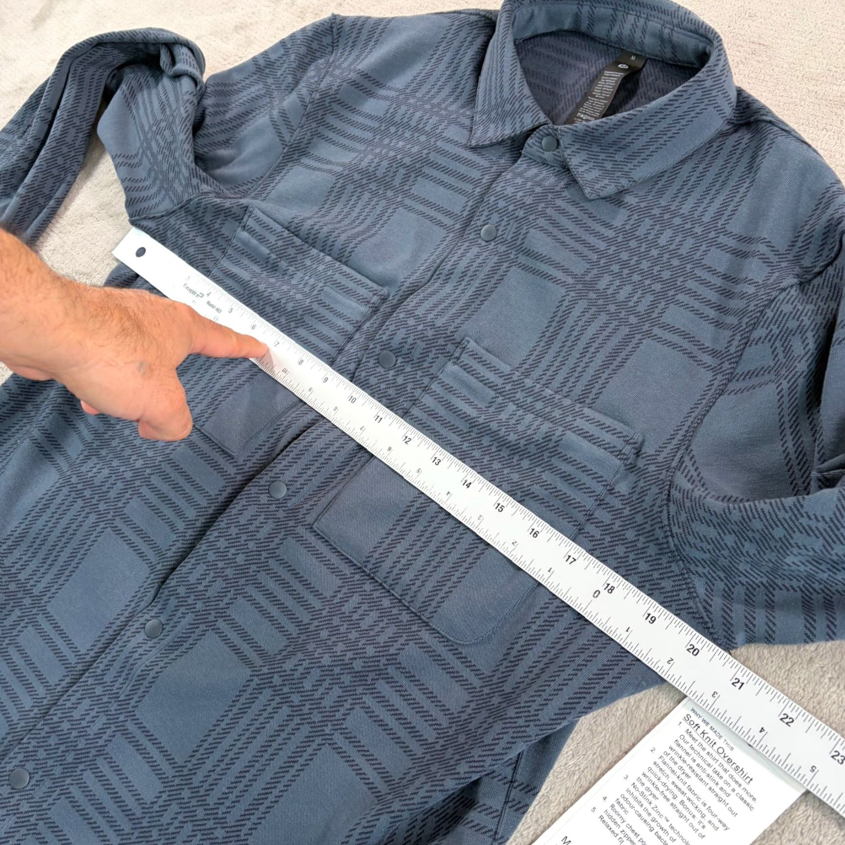 Lululemon LULULEMON Soft Flannel Knit Overshirt Grey Plaid Button-Up Shirt Mens M XS? Size US M / EU 48-50 / 2 - 7 Thumbnail
