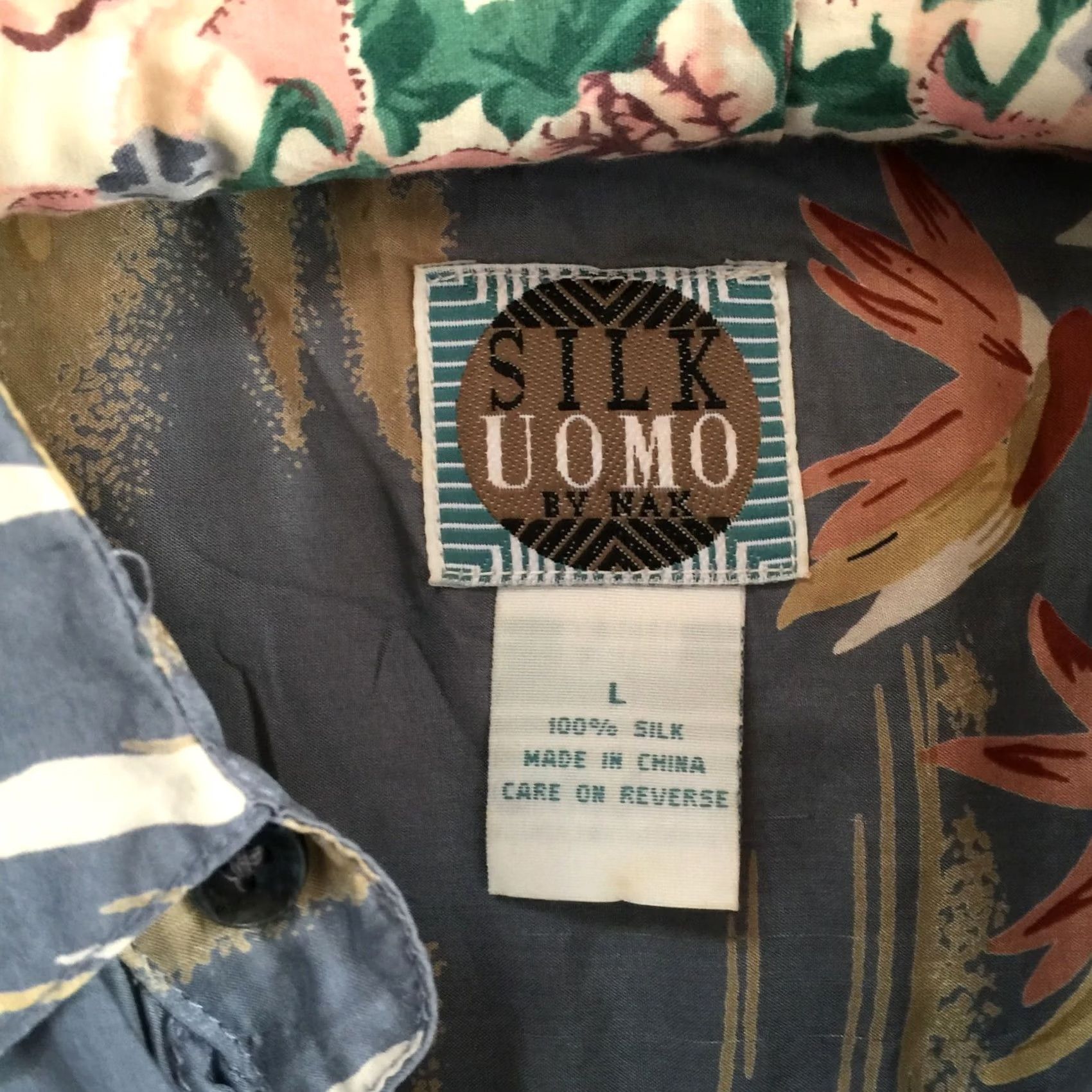 Vintage Silk Uomo Mens Large Palm Tree Button Up Hawaiian Shirt Short Sleeve Blue Size US L / EU 52-54 / 3 - 3 Thumbnail