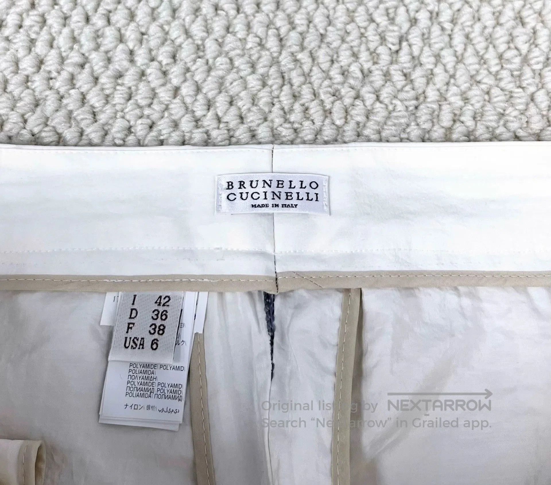 Brunello Cucinelli brunello cucinelli ivory striped casual pants. Size US 42 / EU 58 - 3 Thumbnail