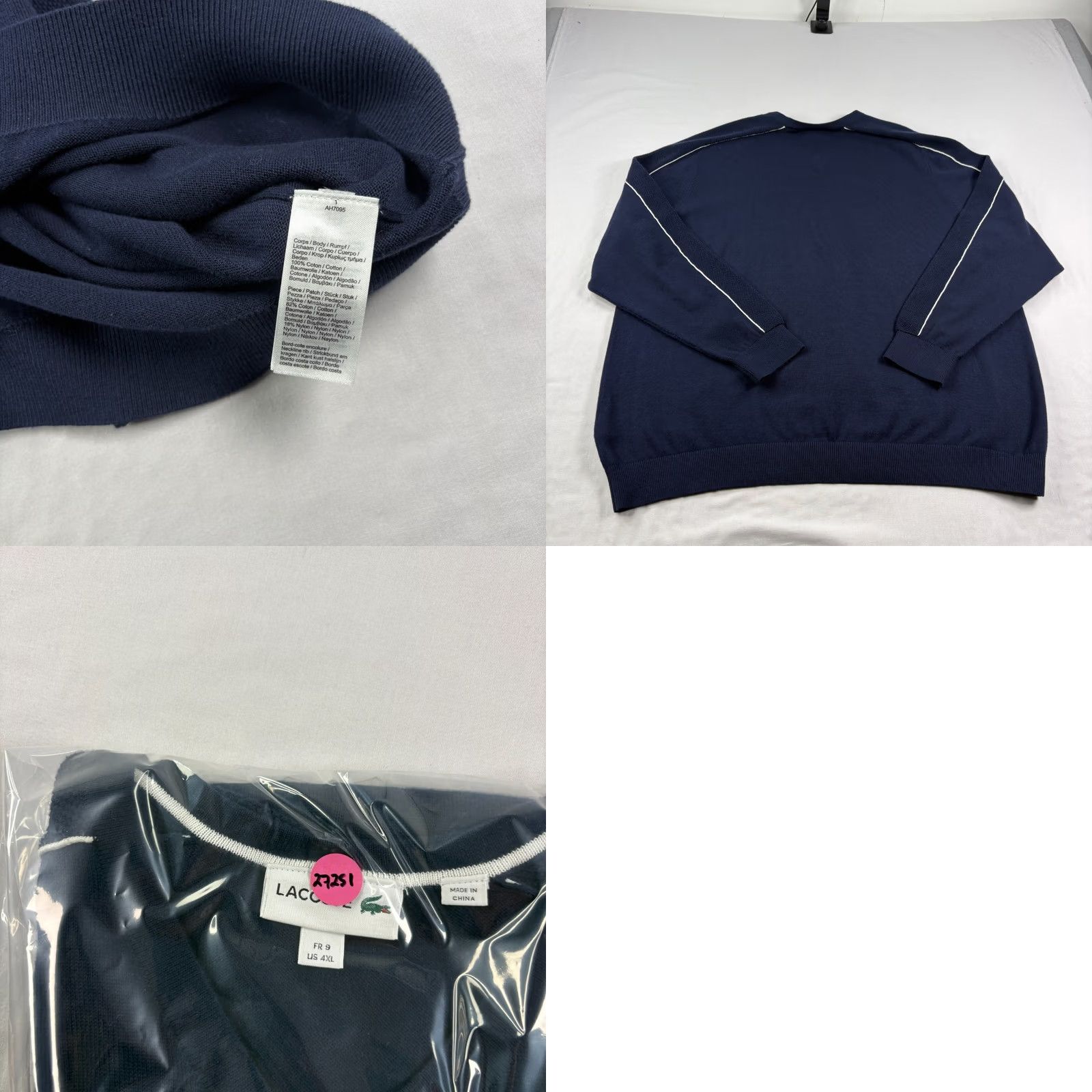 Lacoste Lacoste Sweater Mens 4XL Blue V-Neck Pullover Slim Fit Stretch Size US XXL / EU 58 / 5 - 8 Thumbnail