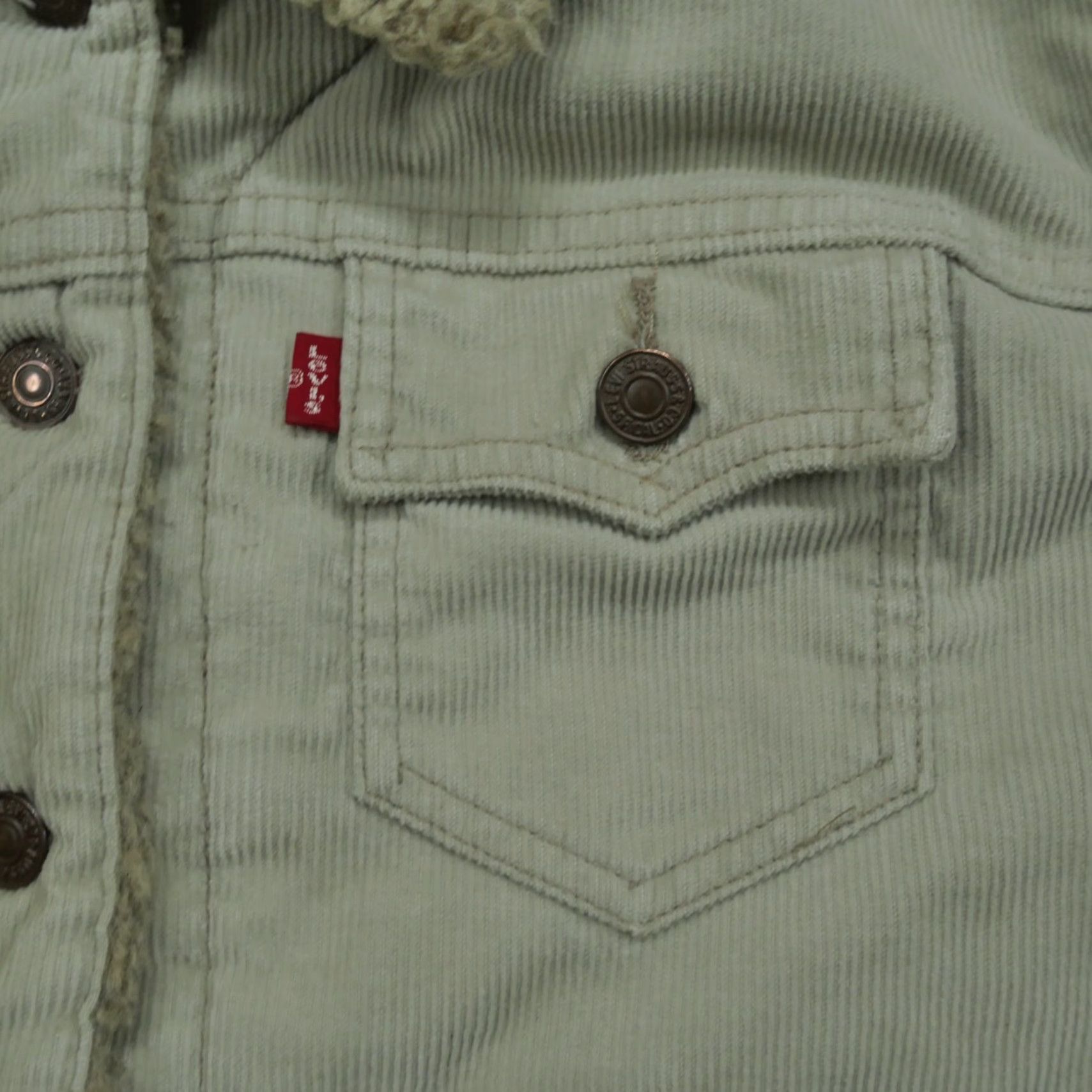 Levi's VINTAGE Levi's Trucker Jacket Womens L Tan Corduroy Quilt Lined Beige 90s? (adjust for actual decade difficult) Size L / US 10 / IT 46 - 2 Thumbnail