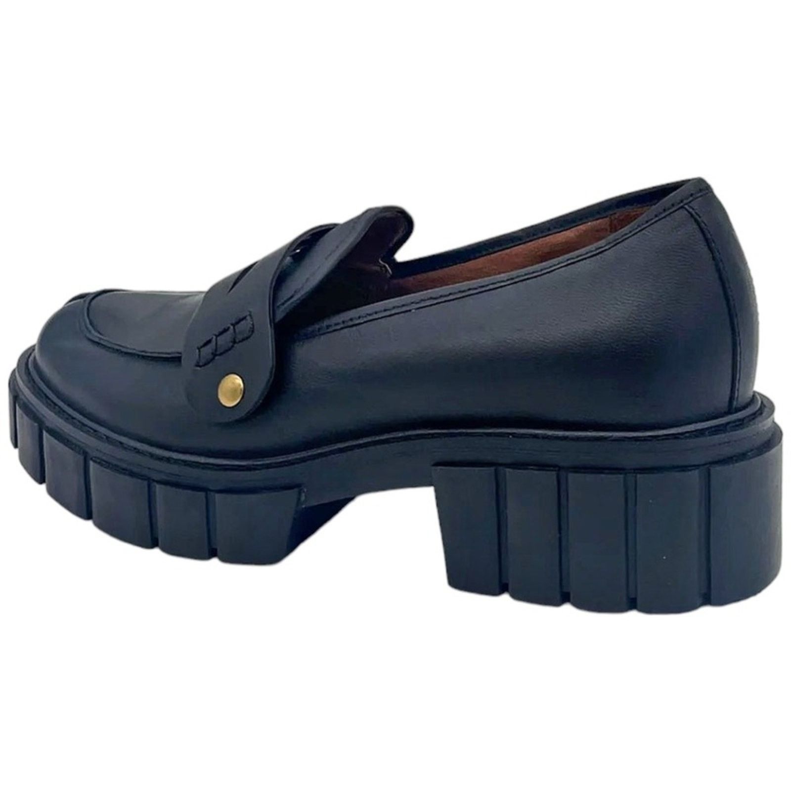 Vionic Vionic Elodie Black Leather Lug Sole Chunky Slip On Loafers Size US 8 / IT 38 - 1 Thumbnail