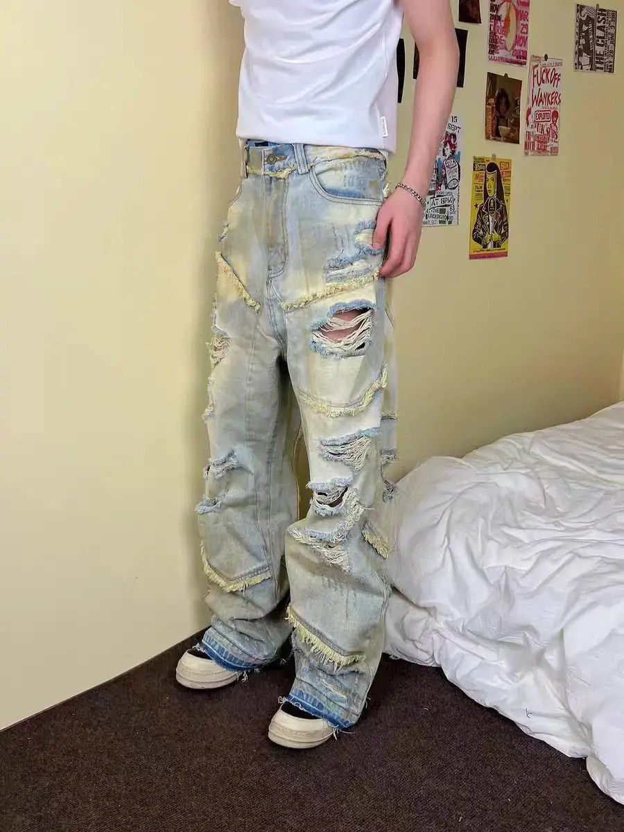 Japanese Brand Wasteland style washed and torn baggy micro flare y2k jeans Size US 32 / EU 48 - 6 Thumbnail